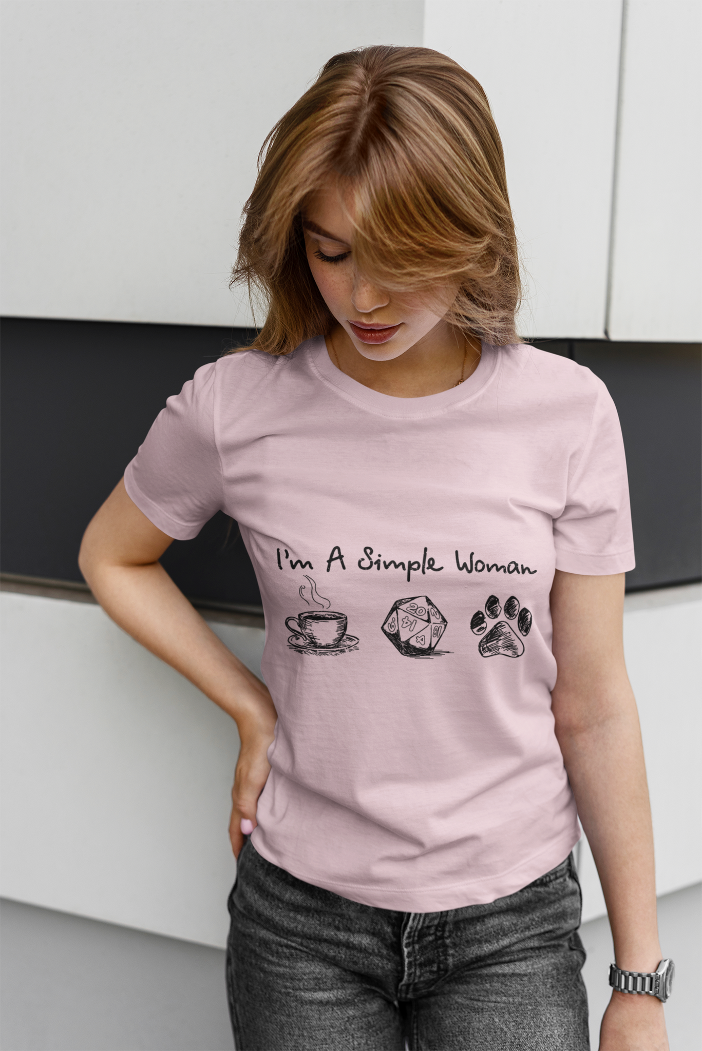 Dungeon And Dragon T Shirt, RPG Dice Games Tshirt, Coffee Dice Dog Im A Simple Woman T Shirt