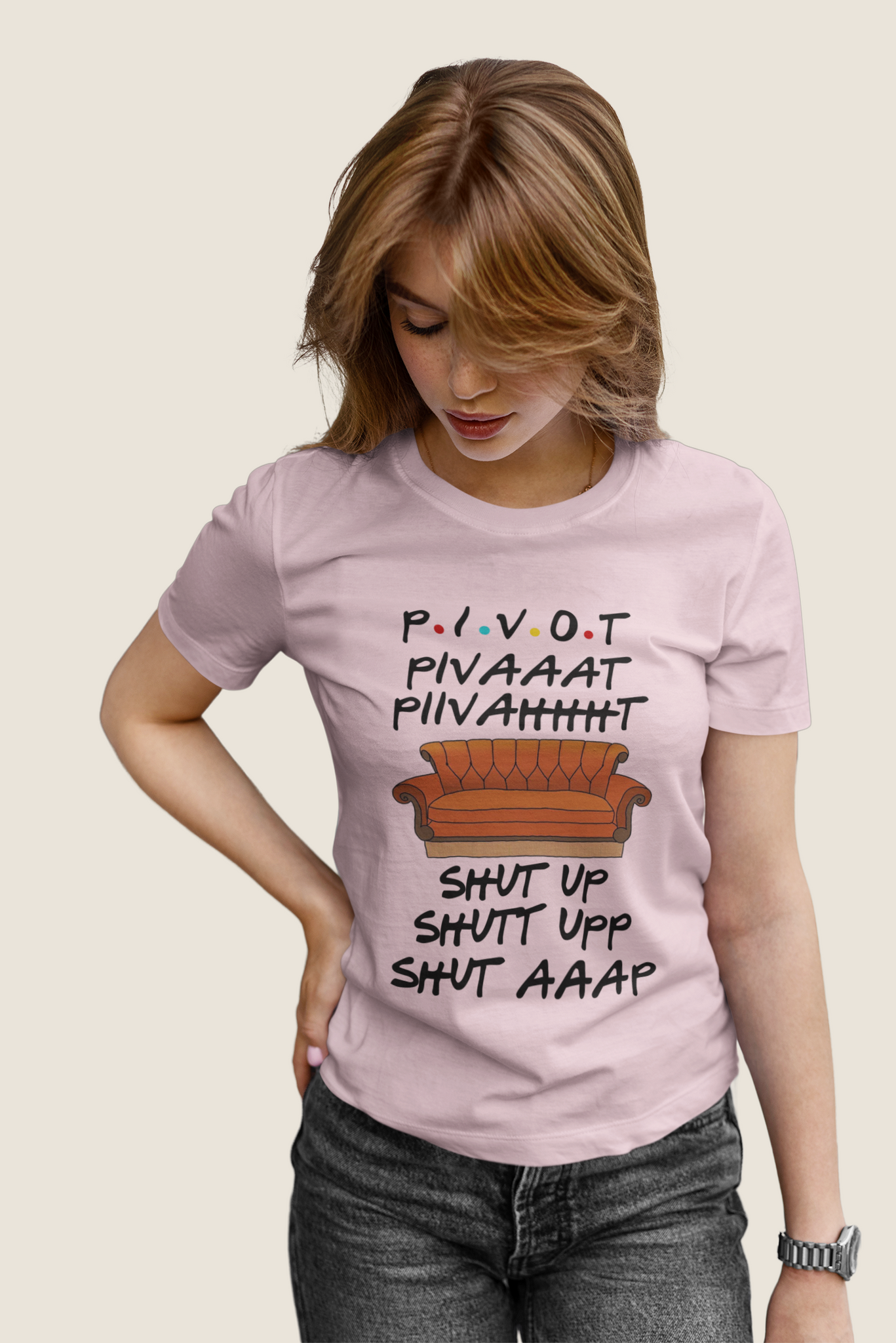 Friends TV Show T Shirt, Pivot Pivaaat Shut Up T Shirt
