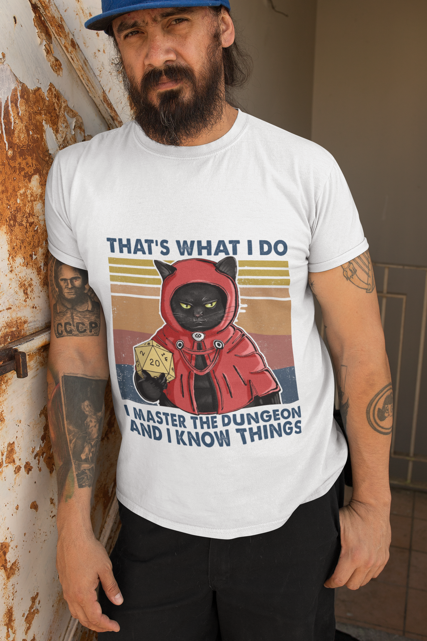 Dungeon And Dragon Vintage T Shirt, RPG Dice Games Tshirt, Black Cat Thats What I Do I Master The Dungeon T Shirt