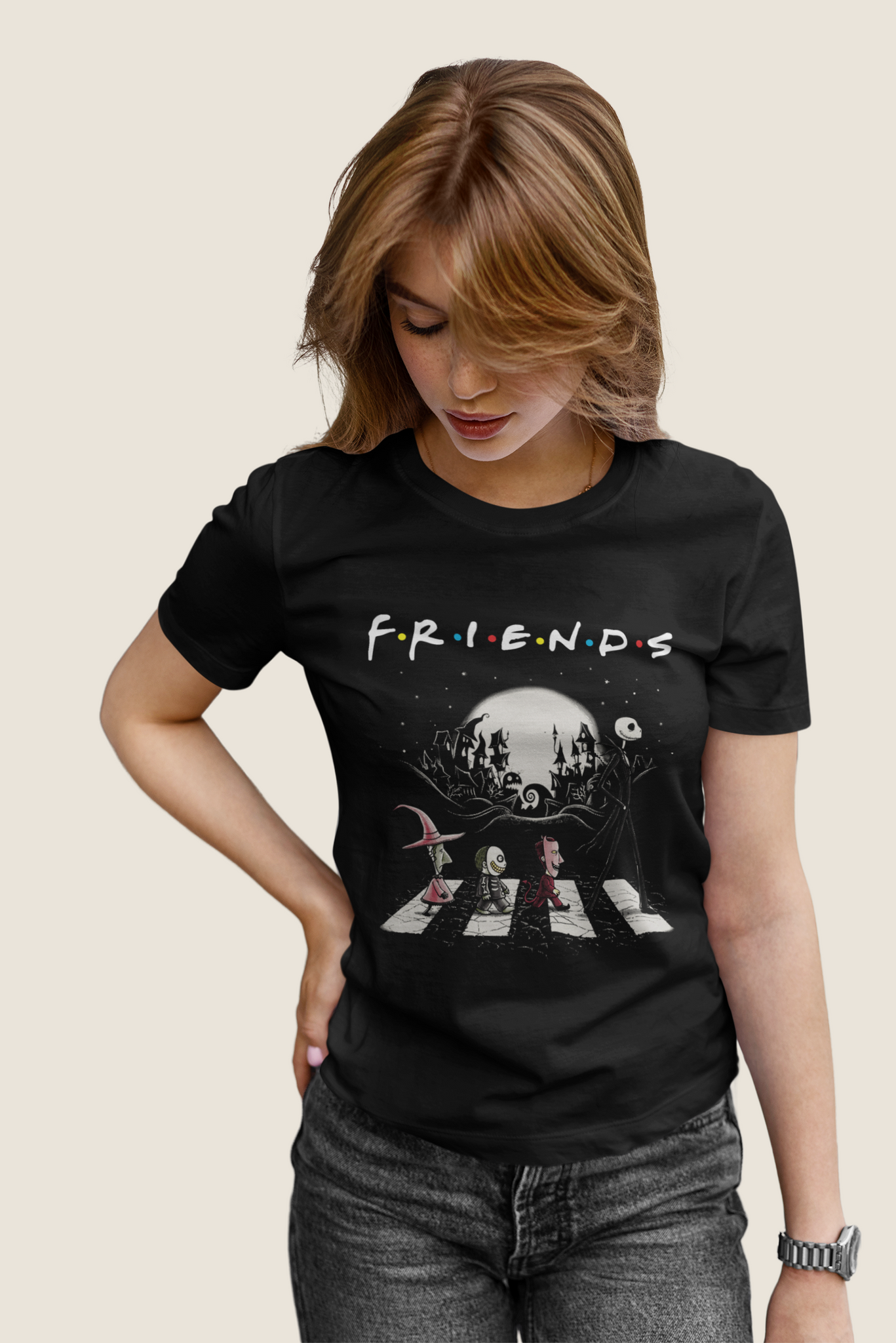 Nightmare Before Christmas T Shirt, Abbey Road Tshirt, Jack Skellington And Friends Shirt, Horror Character T Shirt, Halloween Gifts