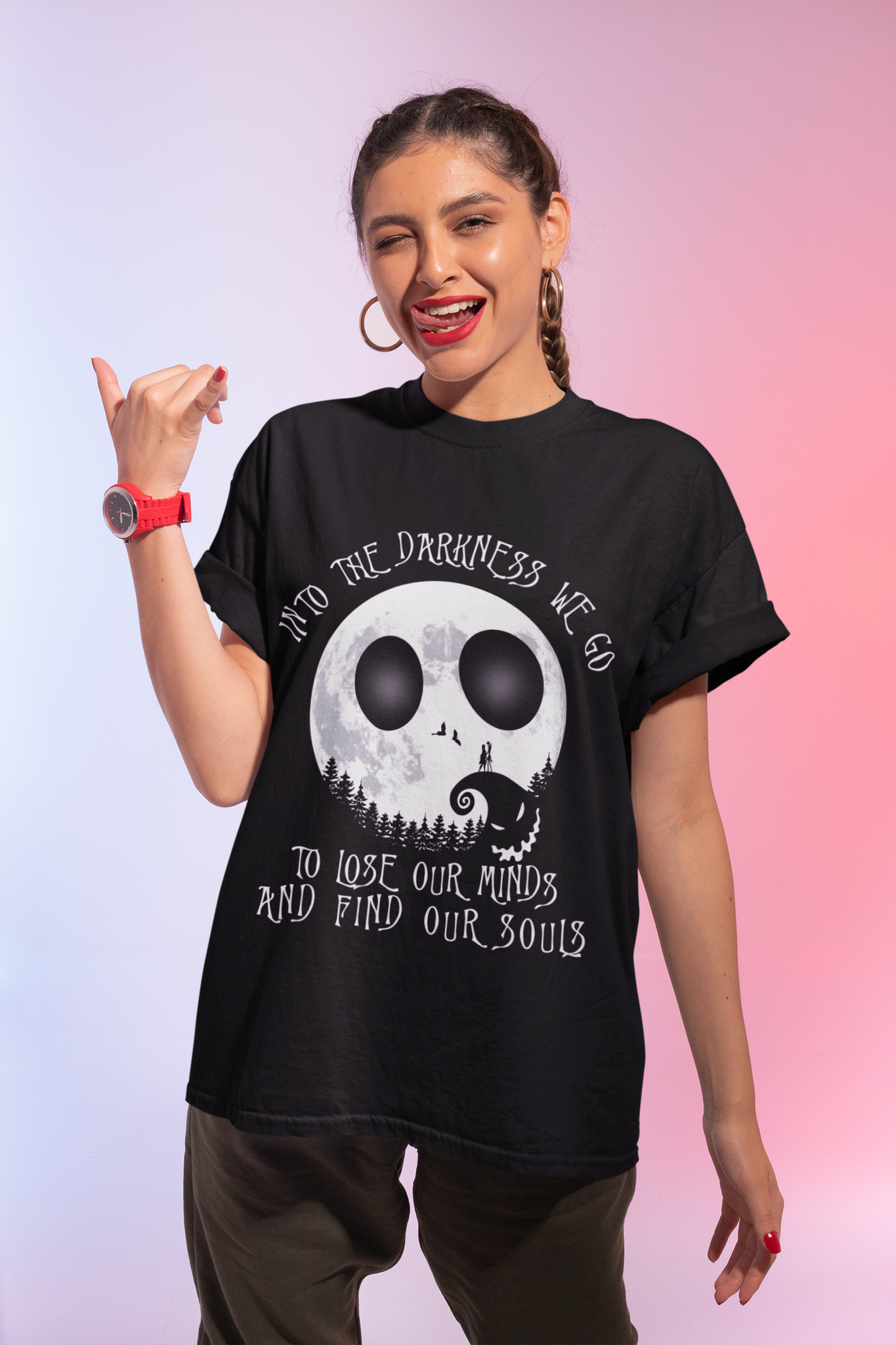 Nightmare Before Christmas T Shirt, Jack Skellington T Shirt, Into The Darkness We Go Tshirt, Halloween Gifts