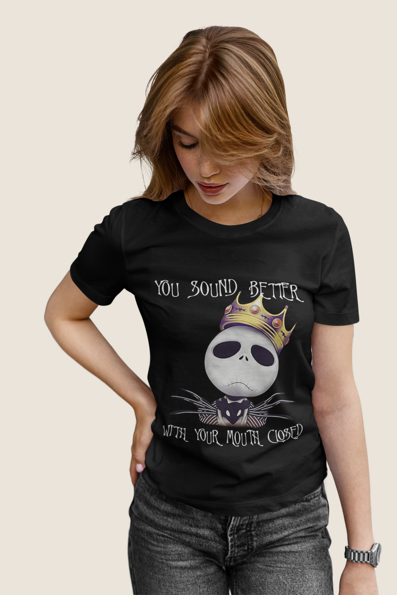 Nightmare Before Christmas T Shirt, You Sound Better With Your Mouth Closed Tshirt, Jack Skellington T Shirt, Halloween Gifts