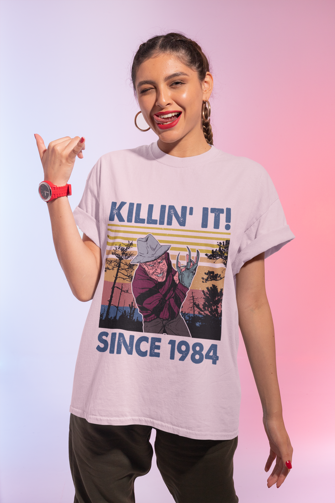 Nightmare On Elm Street Vintage T Shirt, Freddy Krueger T Shirt, Killin It Since 1984 Shirt, Halloween Gifts