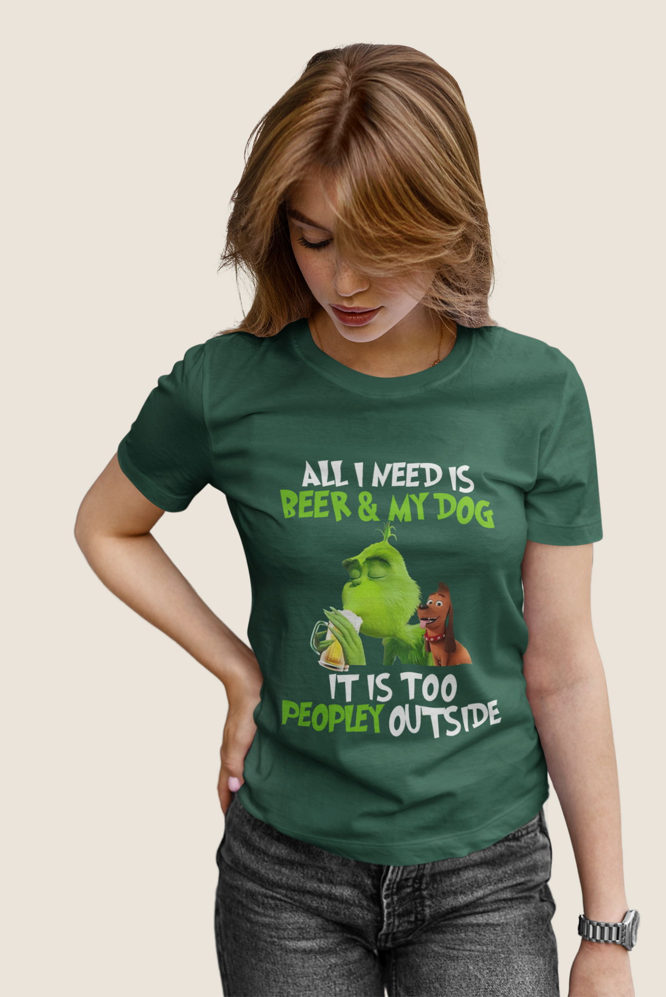 Grinch T Shirt, Grinch And Max T Shirt, All I Need Is Beer And My Dog Tshirt, It Is Too Peopley Outside Shirt, Christmas Gifts