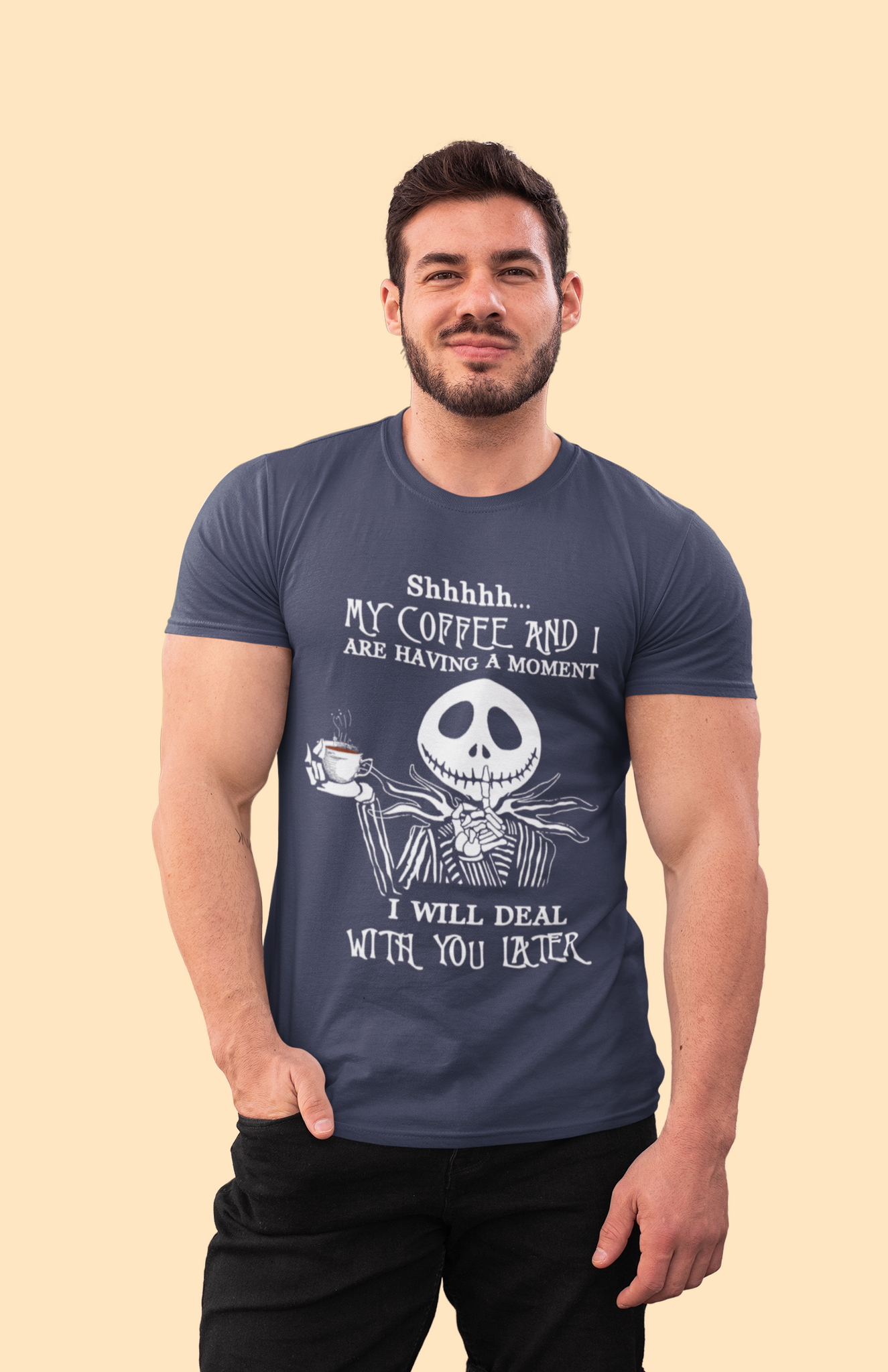 Nightmare Before Christmas T Shirt, Shhhhh My Coffee And I Are Having A Moment Tshirt, Jack Skellington T Shirt, Halloween Gifts