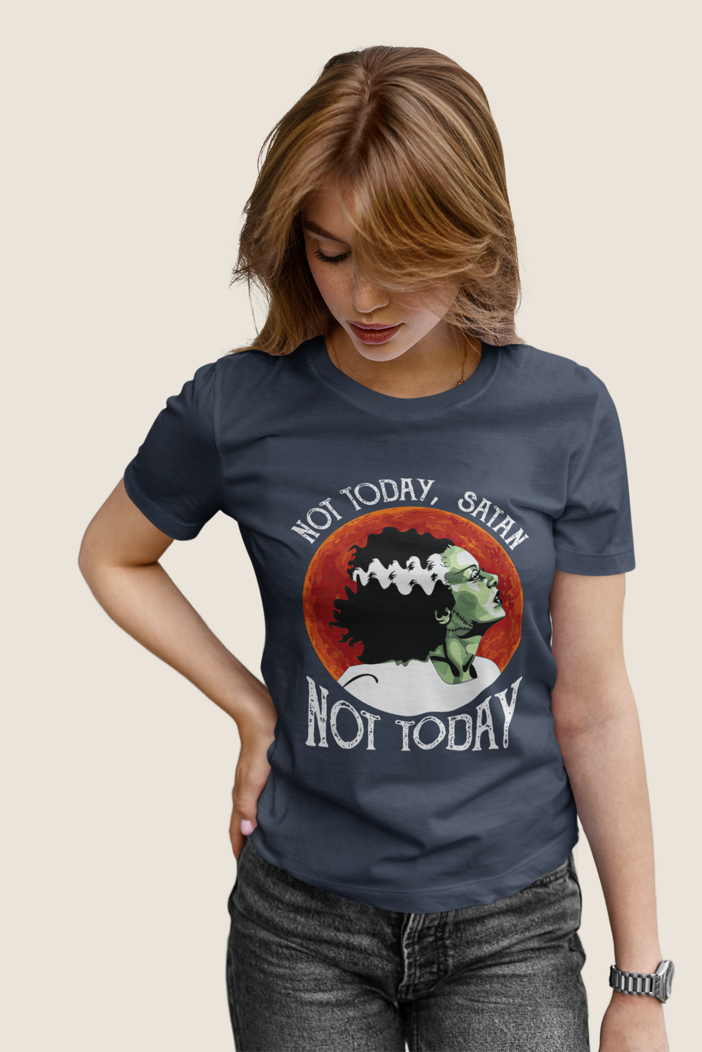 Frankenstein T Shirt, Not Today Satan Not Today Tshirt, Monsters Bride T Shirt, Halloween Gifts