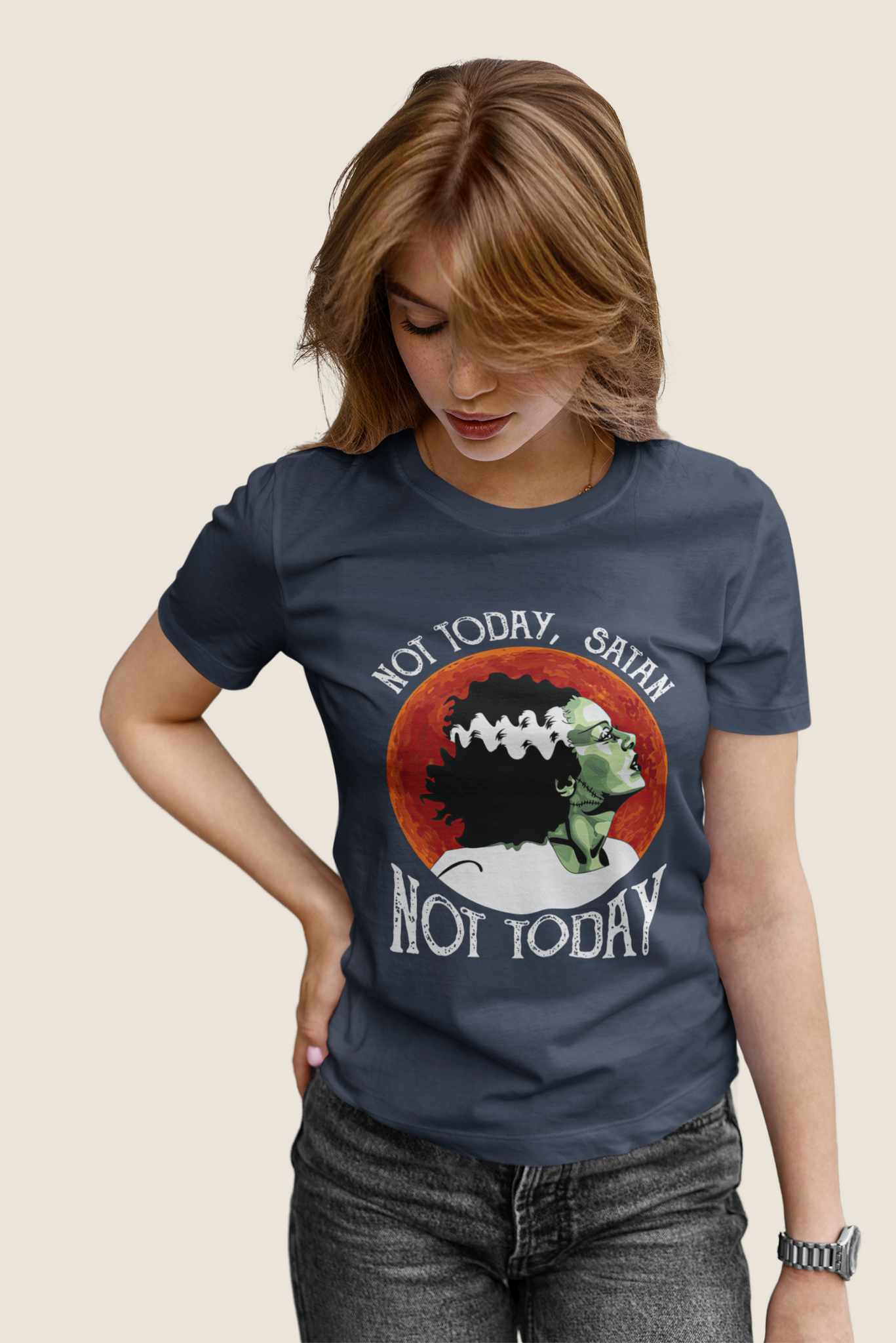 Frankenstein T Shirt, Monsters Bride T Shirt, Not Today Satan Not Today Tshirt, Halloween Gifts