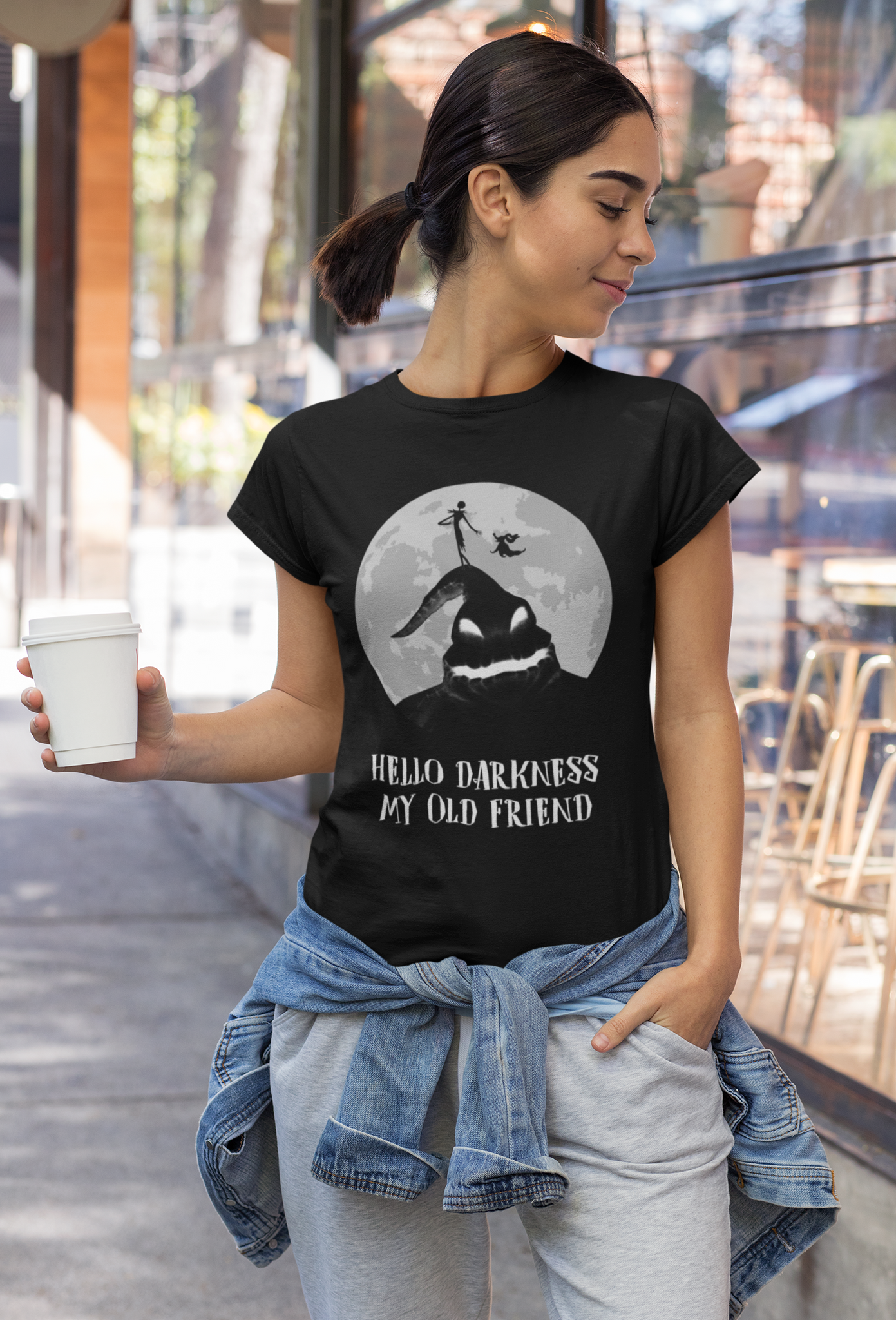 Nightmare Before Christmas T Shirt, Jack Skellington Oogie Boogie T Shirt, Hello Darkness My Old Friend Tshirt, Halloween Gifts