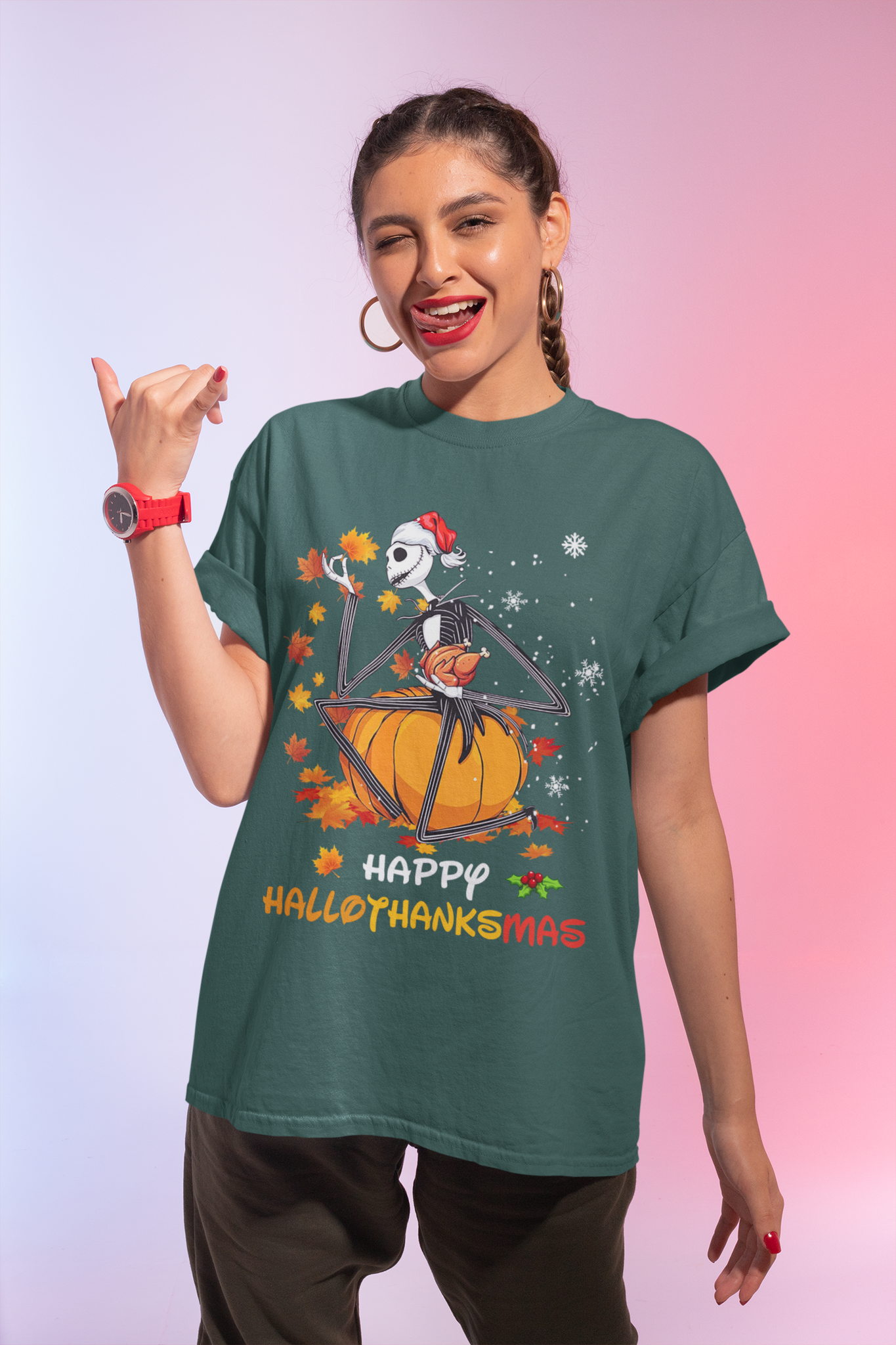 Nightmare Before Christmas T Shirt, Hallothanksmas Tshirt, Jack Skellington T Shirt, Thanksgiving Halloween Christmas Gifts