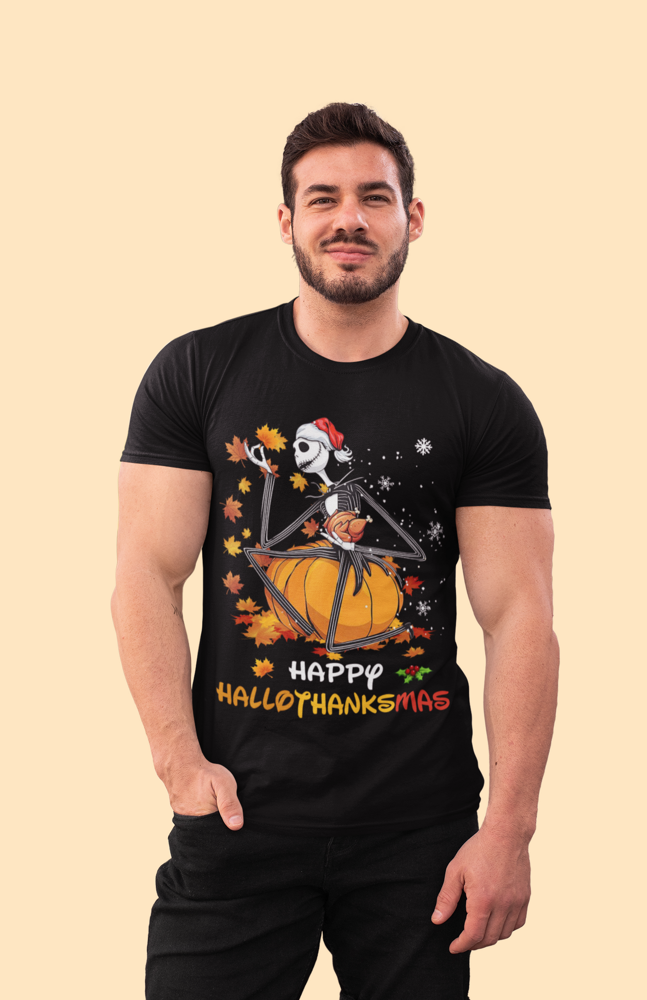 Nightmare Before Christmas T Shirt, Hallothanksmas Tshirt, Jack Skellington T Shirt, Thanksgiving Halloween Christmas Gifts