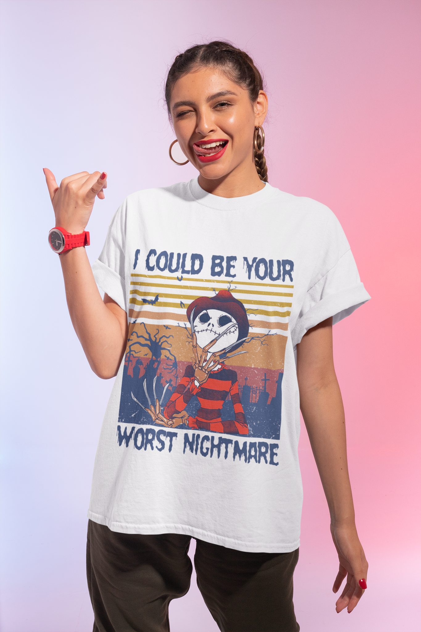 Nightmare Before Christmas Vintage T Shirt, Jack Skellington Krueger Shirt, I Could Be Your Worst Nightmare Shirt,Halloween Gift