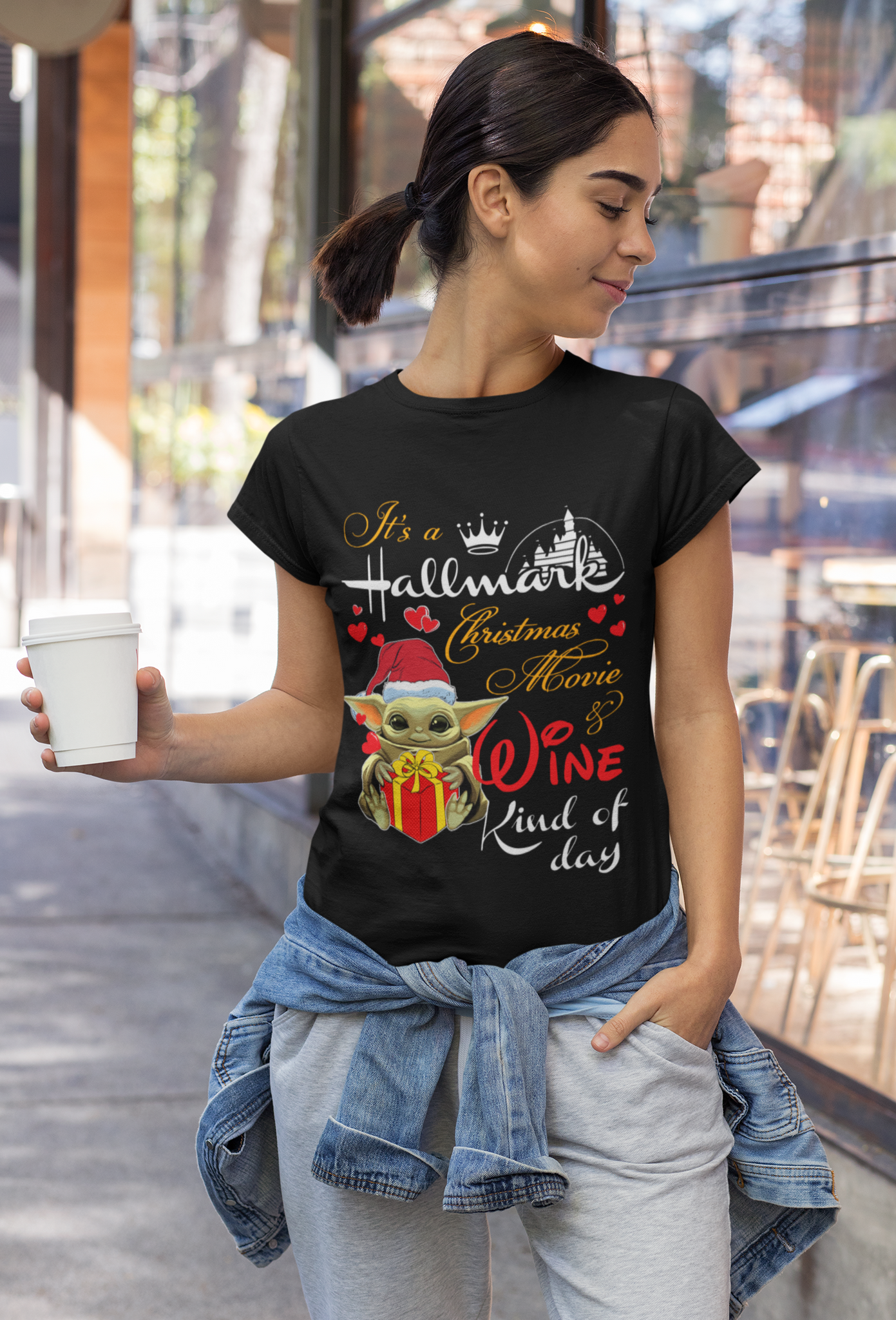 Hallmark Tshirt, Yoda T Shirt, Its A Hallmark Christmas Movie And Wine Kind Of Day Shirt, Christmas Gifts