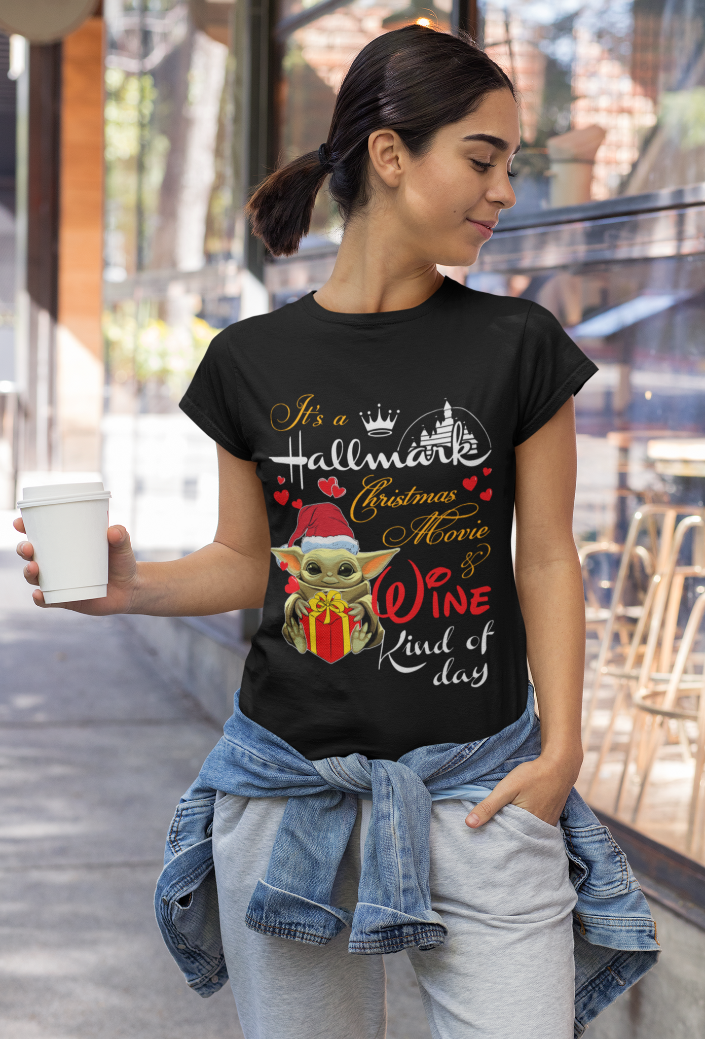 Hallmark T Shirt, Yoda T Shirt, Its A Hallmark Christmas Movie And Wine Kind Of Day Tshirt, Christmas Gifts