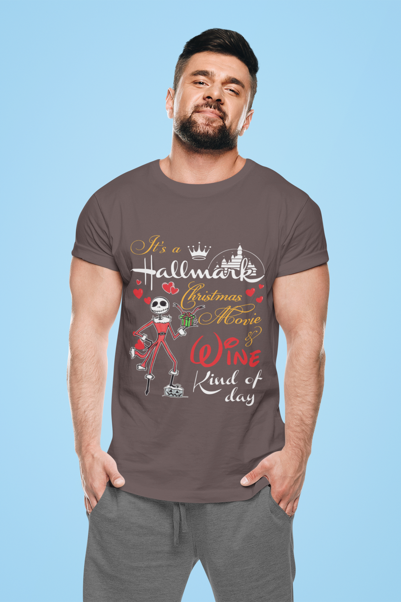 Nightmare Before Christmas T Shirt, Jack Skellington T Shirt, Christmas Movie And Wine Kind Of Day Tshirt, Christmas Gifts