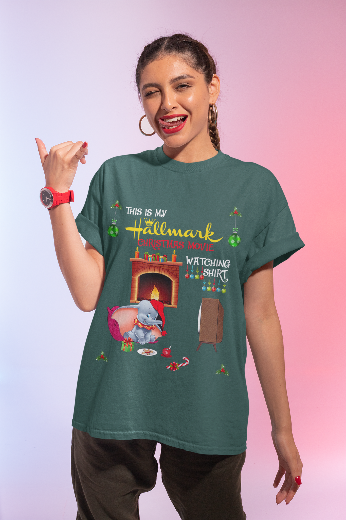 Hallmark Christmas Tshirt, Dumbo T Shirt, This Is My Hallmark Christmas Movie Watching Shirt, Christmas Gifts