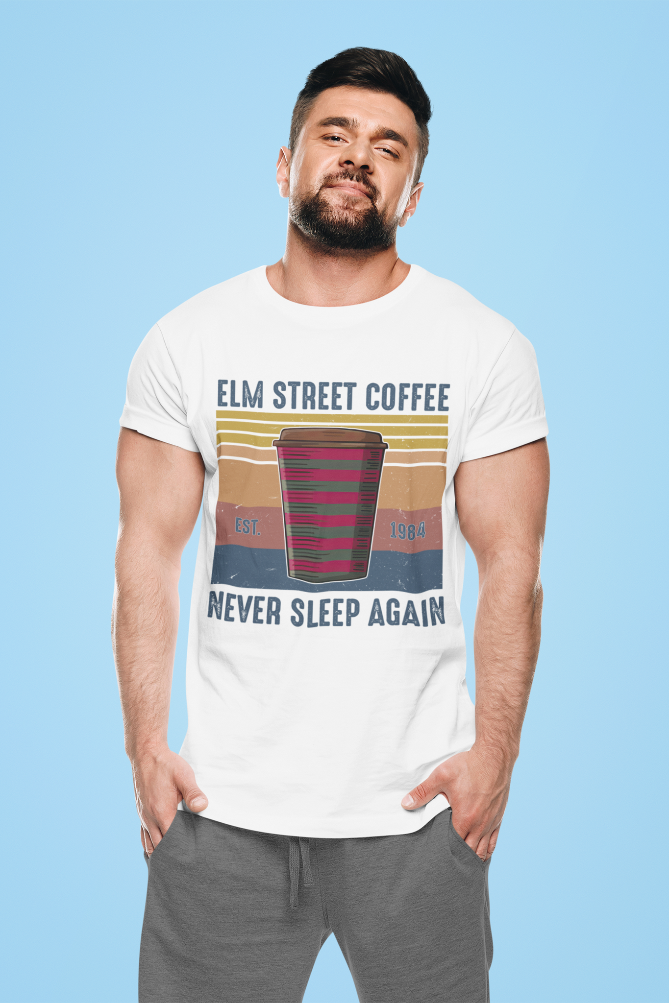 Nightmare On Elm Street Vintage T Shirt, Elm Street Coffee Tshirt, Never Sleep Again T Shirt, Halloween Gifts