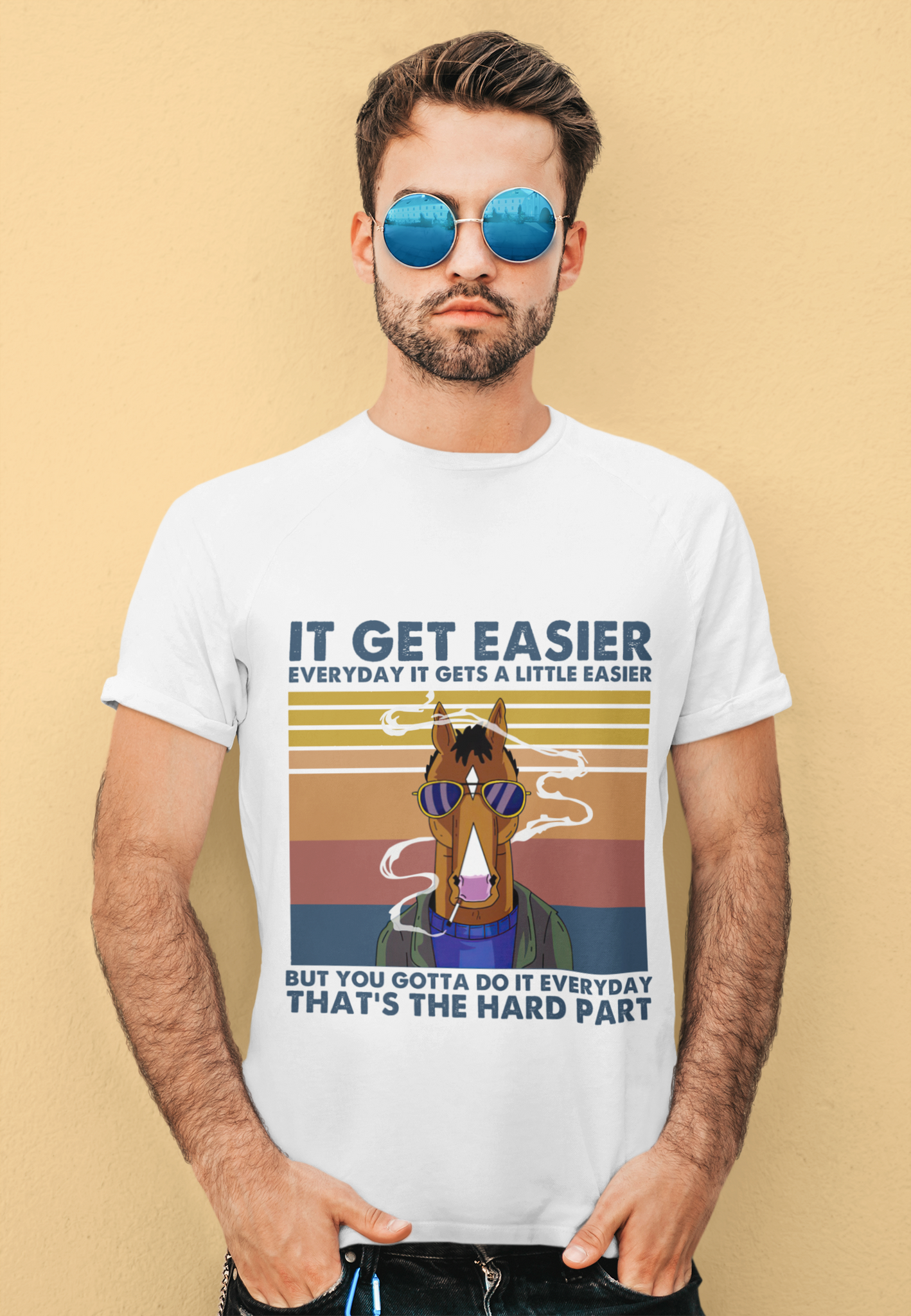 Bojack Horseman Vintage T Shirt, Bojack Smoking Weed T Shirt, It Get Easier Everyday It Gets A Little Easier Tshirt