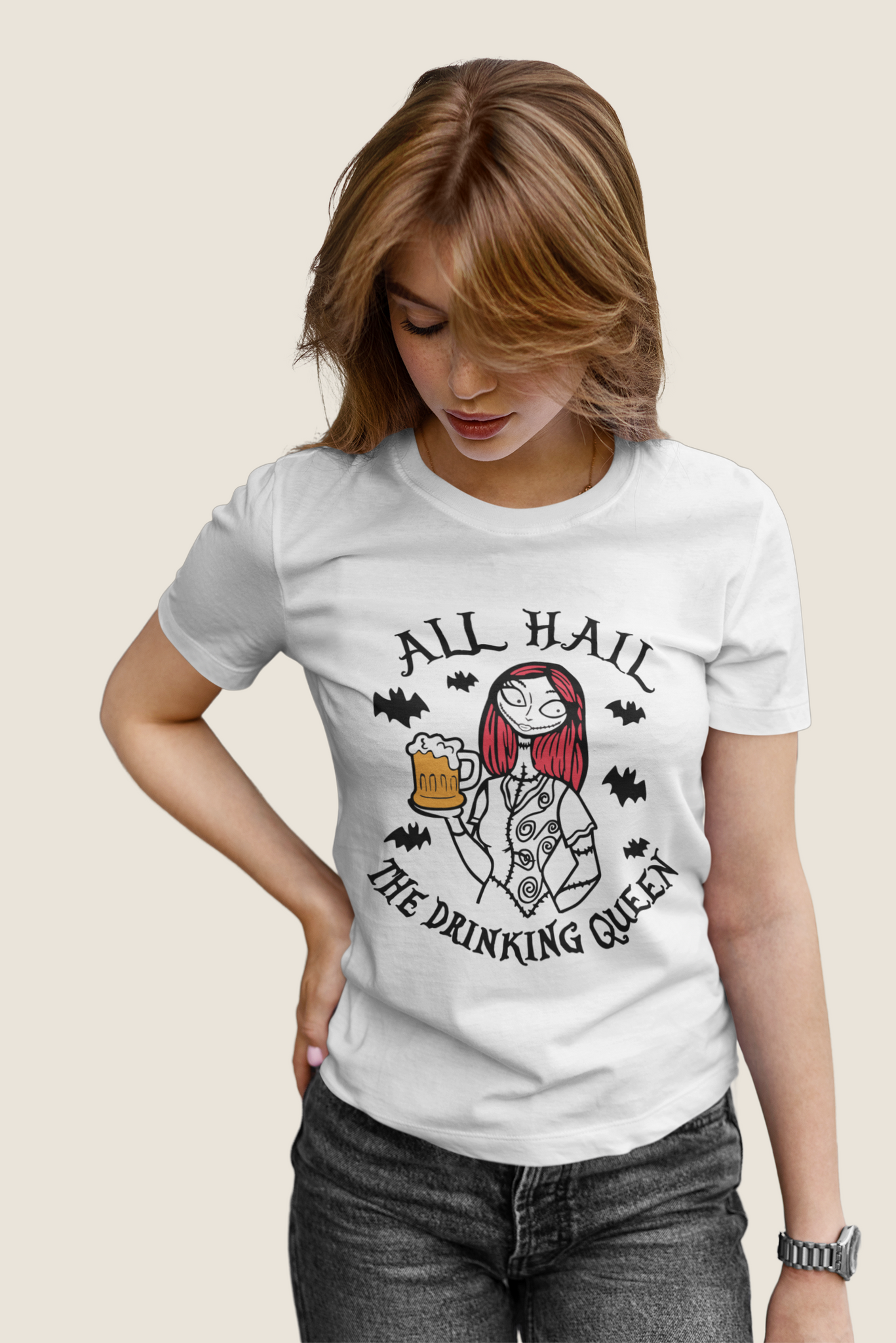 Nightmare Before Christmas T Shirt, Sally T Shirt, All Hail The Drinking Queen Tshirt, Halloween Gifts