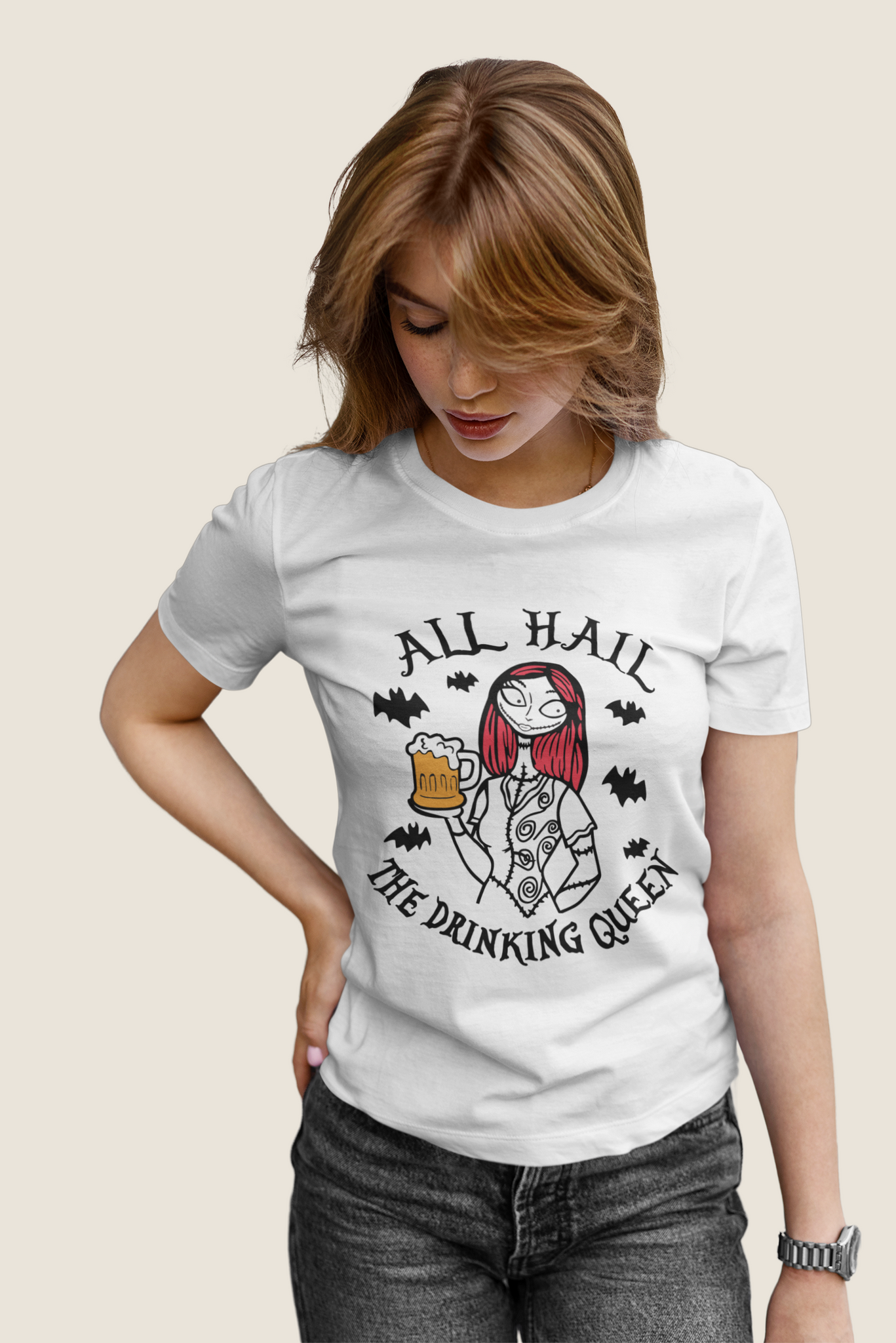 Nightmare Before Christmas T Shirt, All Hail The Drinking Queen Tshirt, Sally T Shirt, Halloween Gifts