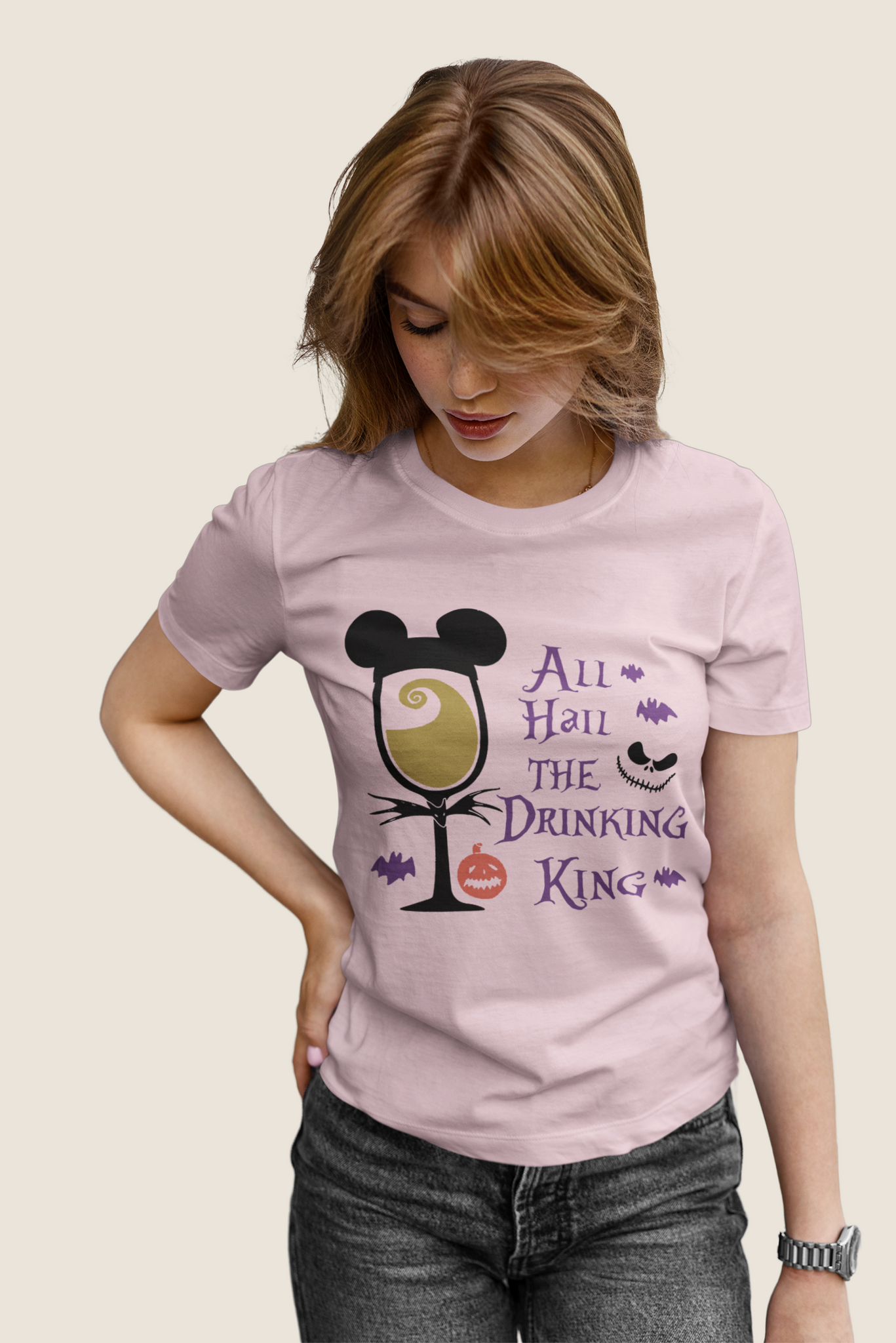 Nightmare Before Christmas T Shirt, Jack Skellington Mickey T Shirt, All Hail The Drinking King Tshirt, Halloween Gifts