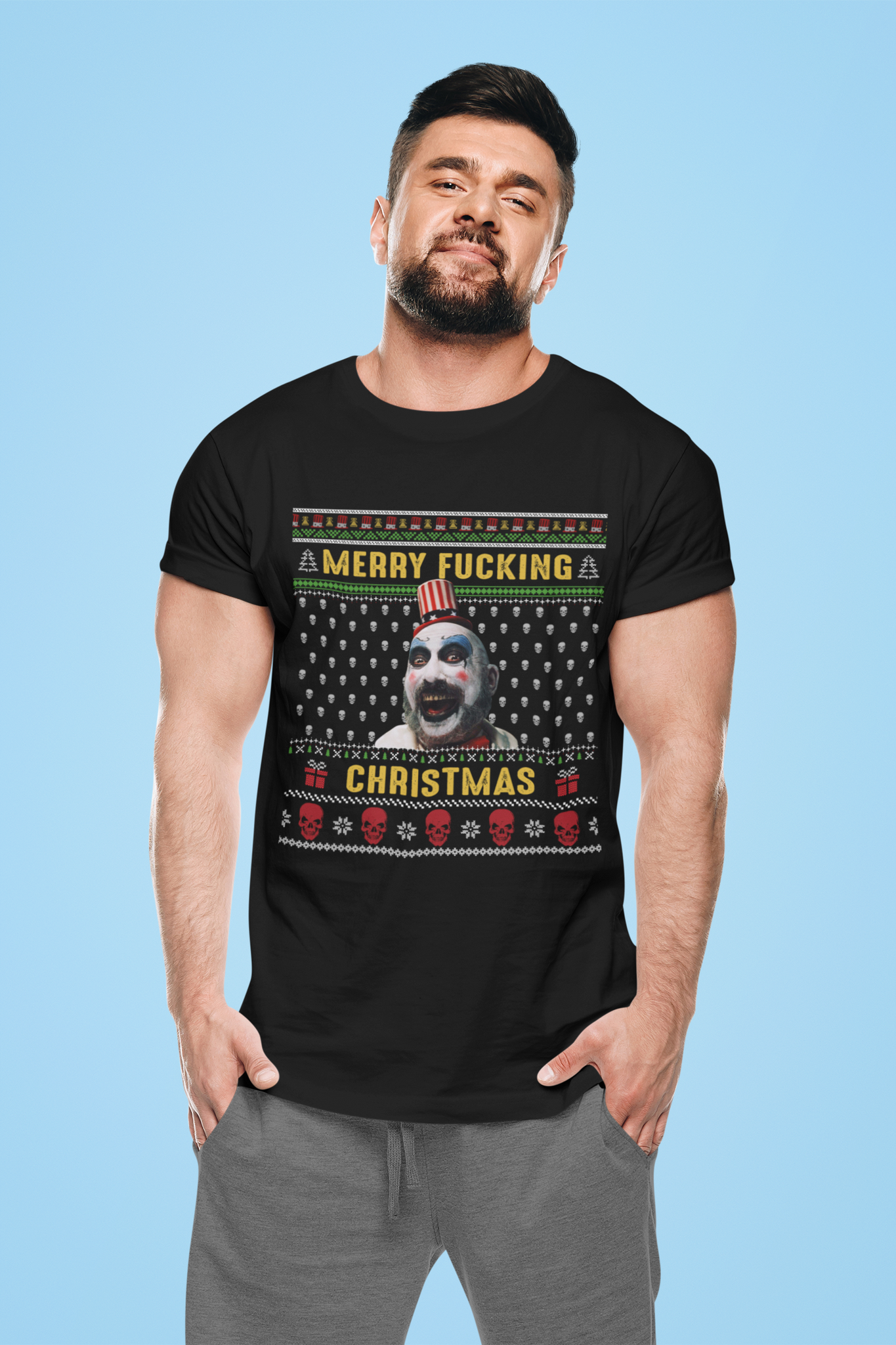 House Of 1000 Corpses Ugly Sweater T Shirt, Captain Spaulding Tshirt, Merry Fucking Christmas Shirt, Halloween Gifts, Christmas Gifts