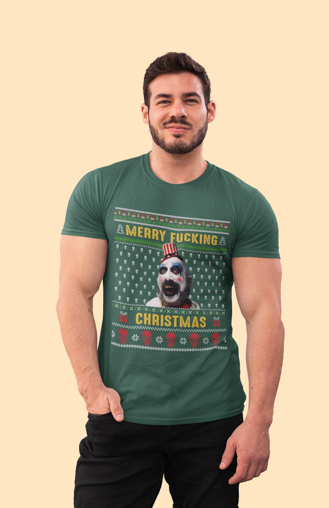 House Of 1000 Corpses Ugly Sweater T Shirt, Captain Spaulding Tshirt, Merry Fucking Christmas Shirt, Halloween Gifts, Christmas Gifts