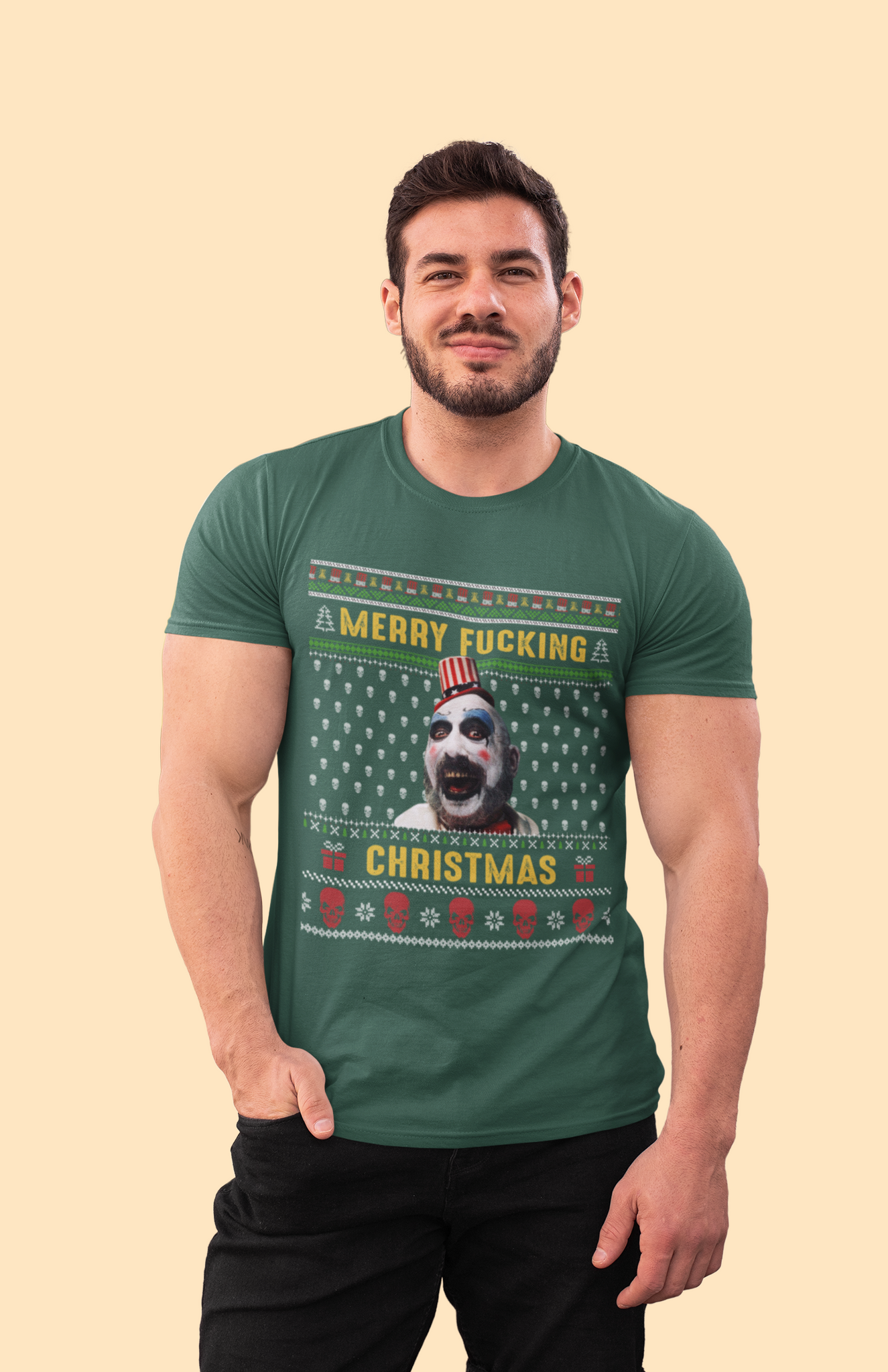 House Of 1000 Corpses Ugly Sweater Shirt, Merry Fucking Christmas Tshirt, Captain Spaulding T Shirt, Halloween Gifts, Christmas Gifts