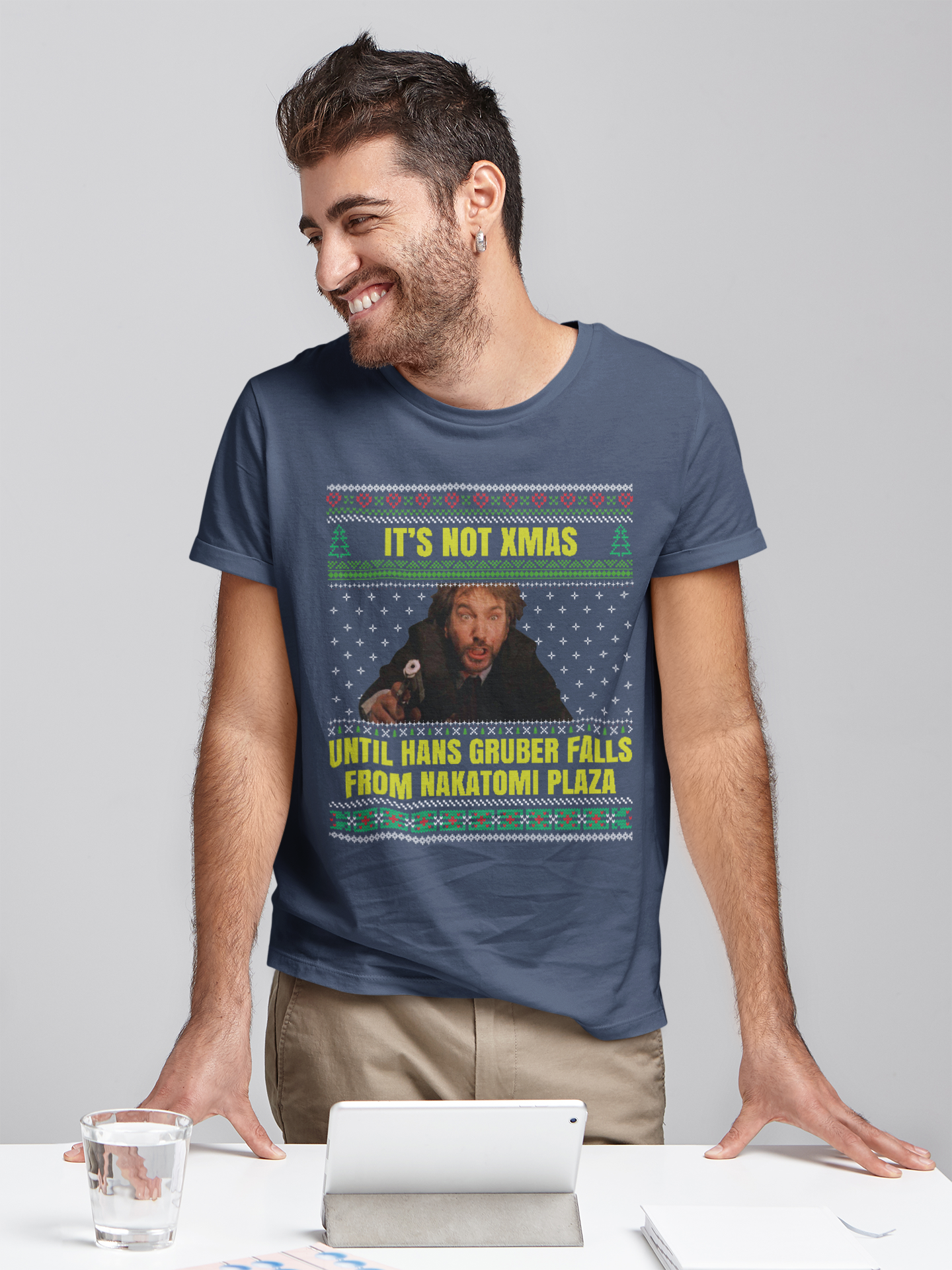 Die Hard Ugly Sweater T Shirt, Hans Gruber T Shirt, Its Not Xmas Until Hans Gruber Falls From Nakatomi Plaza Shirt, Christmas Gifts