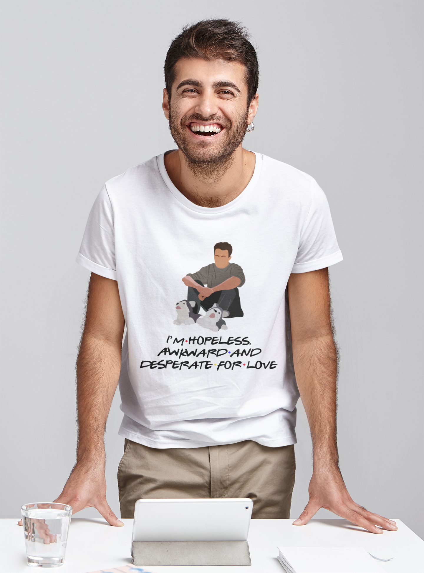 Friends TV Show T Shirt, Friends Shirt, Chandler Bing Husky T Shirt, Im Hopeless Awkward And Desperate Tshirt