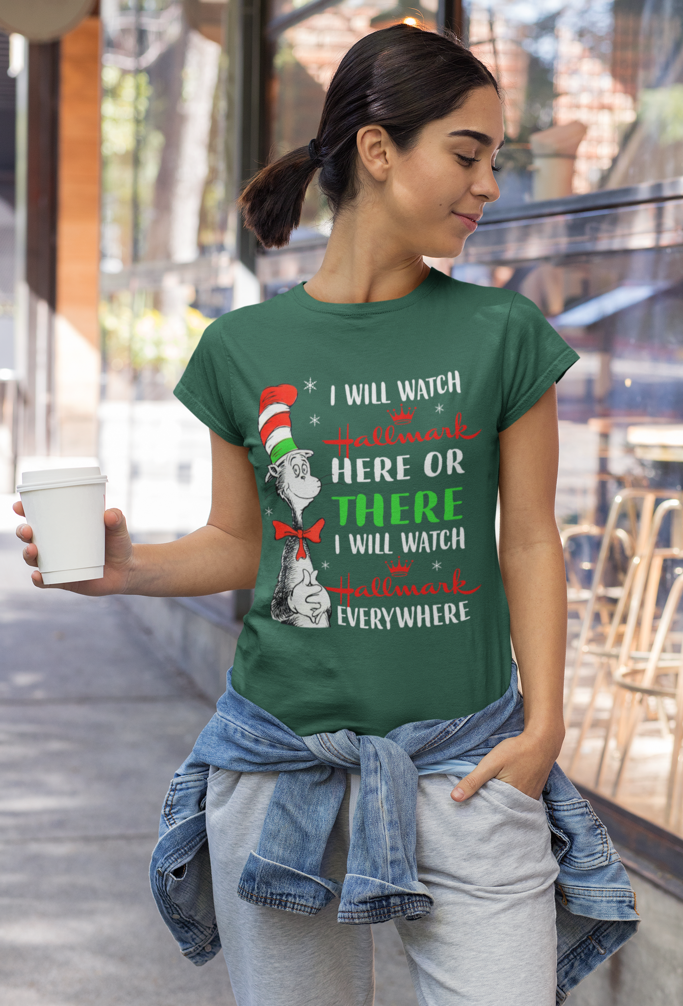 Hallmark Christmas Tshirt, The Cat In The Hat T Shirt, I Will Watch Hallmark Here Or There Shirt, Christmas Gifts