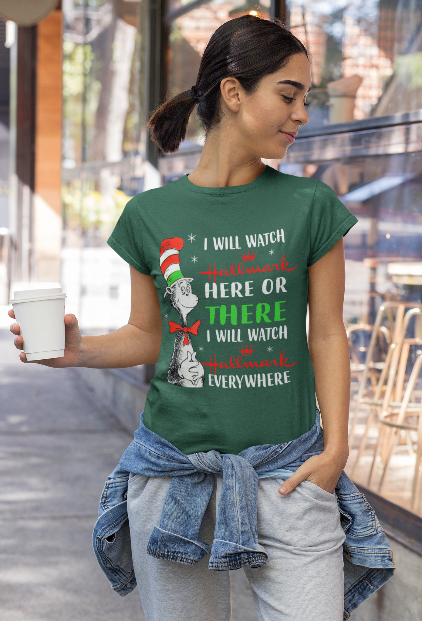 Hallmark Christmas T Shirt, The Cat In The Hat T Shirt, I Will Watch Hallmark Here Or There Tshirt, Christmas Gifts