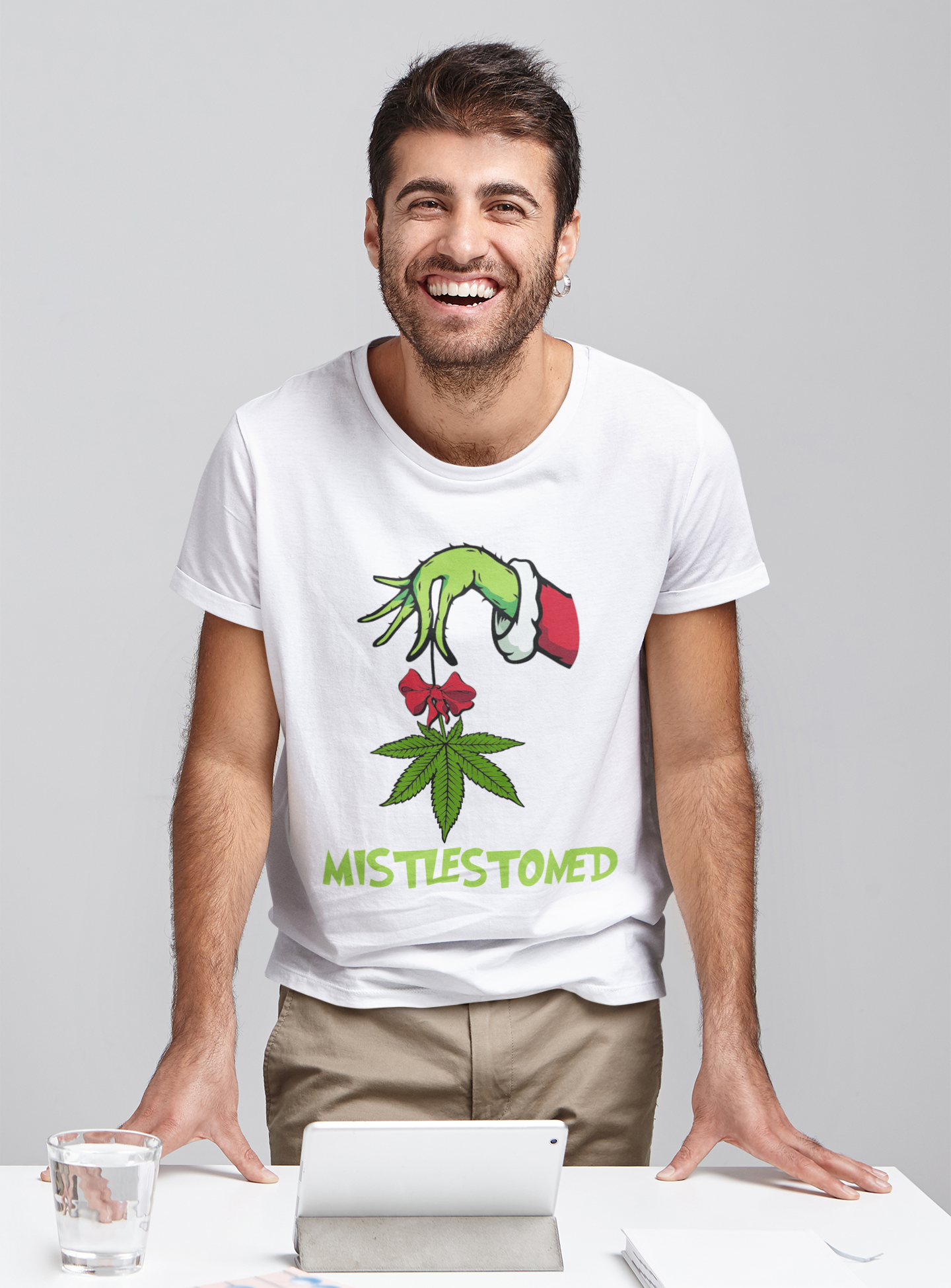 Grinch T Shirt, Mistlestoned T Shirt, Grinch Hand Holding Weed Mistlestoned Tshirt, Christmas Movie Shirt, Christmas Gifts