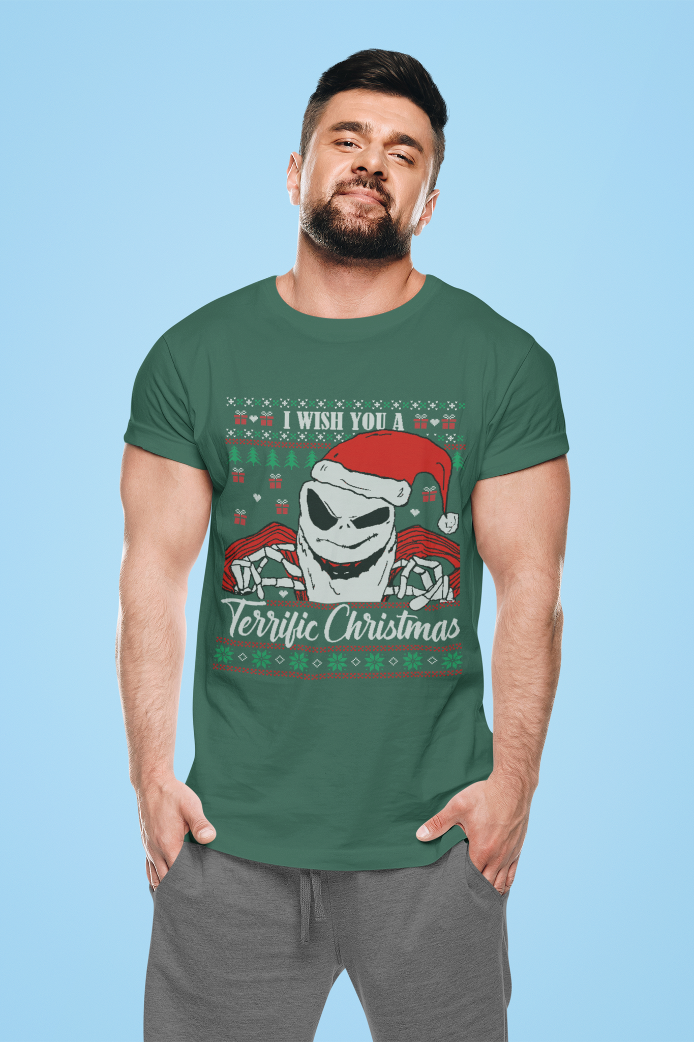 Nightmare Before Christmas Ugly Sweater Shirt, I Wish You A Terrific Christmas Tshirt, Jack Skellington T Shirt, Christmas Gifts