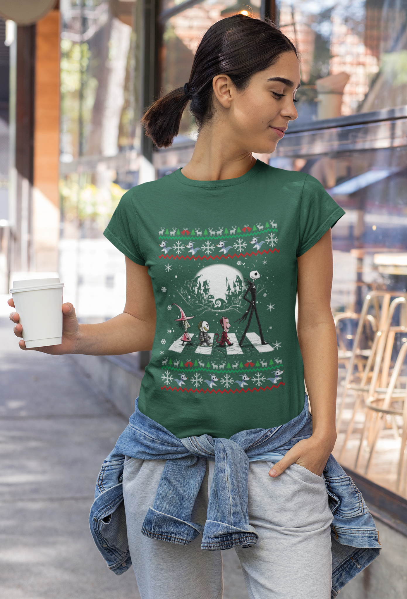 Nightmare Before Christmas Ugly Sweater T Shirt, Jack Skellington And Friends Abbey Road T Shirt, Christmas Gifts