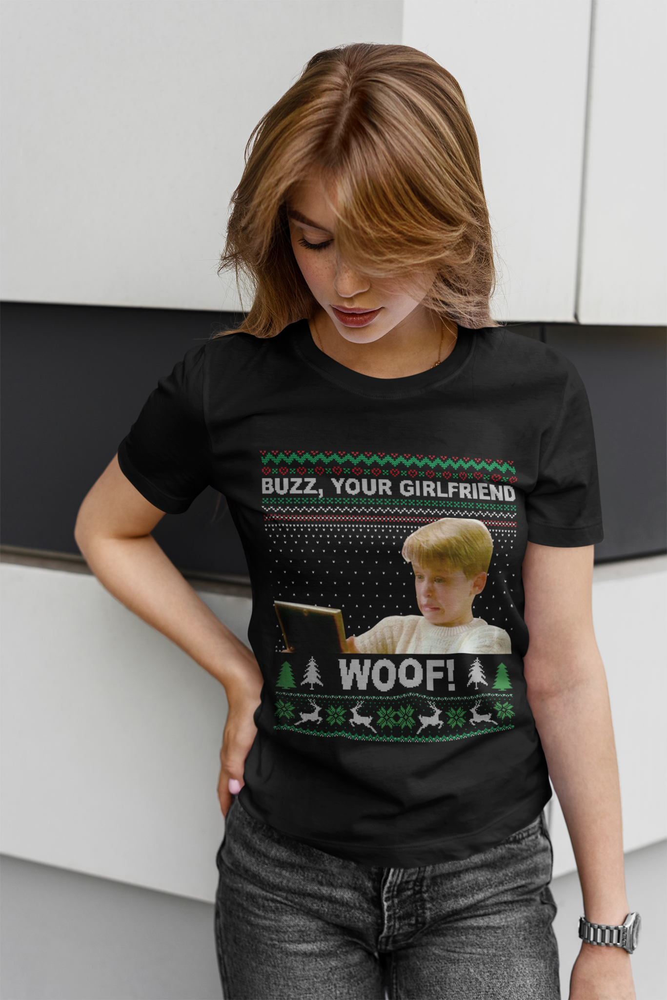 Home Alone Ugly Sweater Shirt, Kelvin McCallister T Shirt, Buzz Your Girlfriend Woof Tshirt, Christmas Gifts