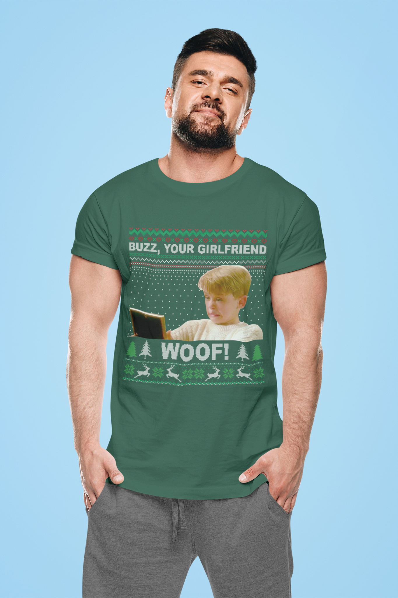 Home Alone Ugly Sweater Shirt, Kelvin McCallister T Shirt, Buzz Your Girlfriend Woof Tshirt, Christmas Gifts