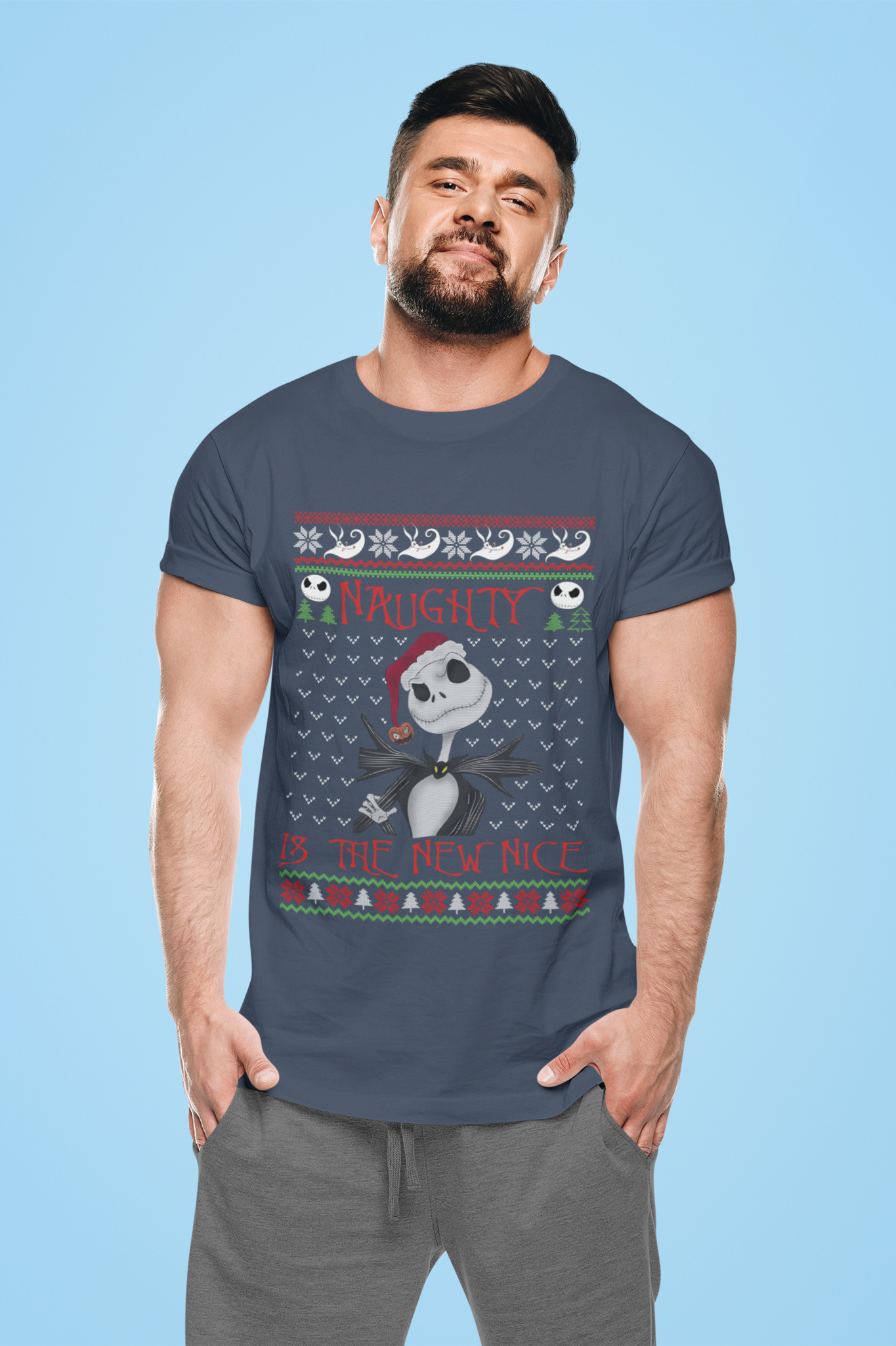 Nightmare Before Christmas Ugly Sweater Shirt, Naughty Is The New Nice Tshirt, Jack Skellington T Shirt, Christmas Gifts