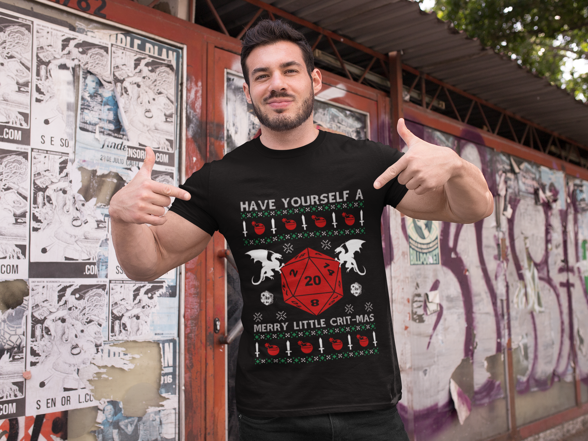 Dungeon And Dragon Ugly Sweater Shirt, RPG Dice Games Tshirt, Have Yourself A Merry Little Crit Mas DND T Shirt, Christmas Gifts