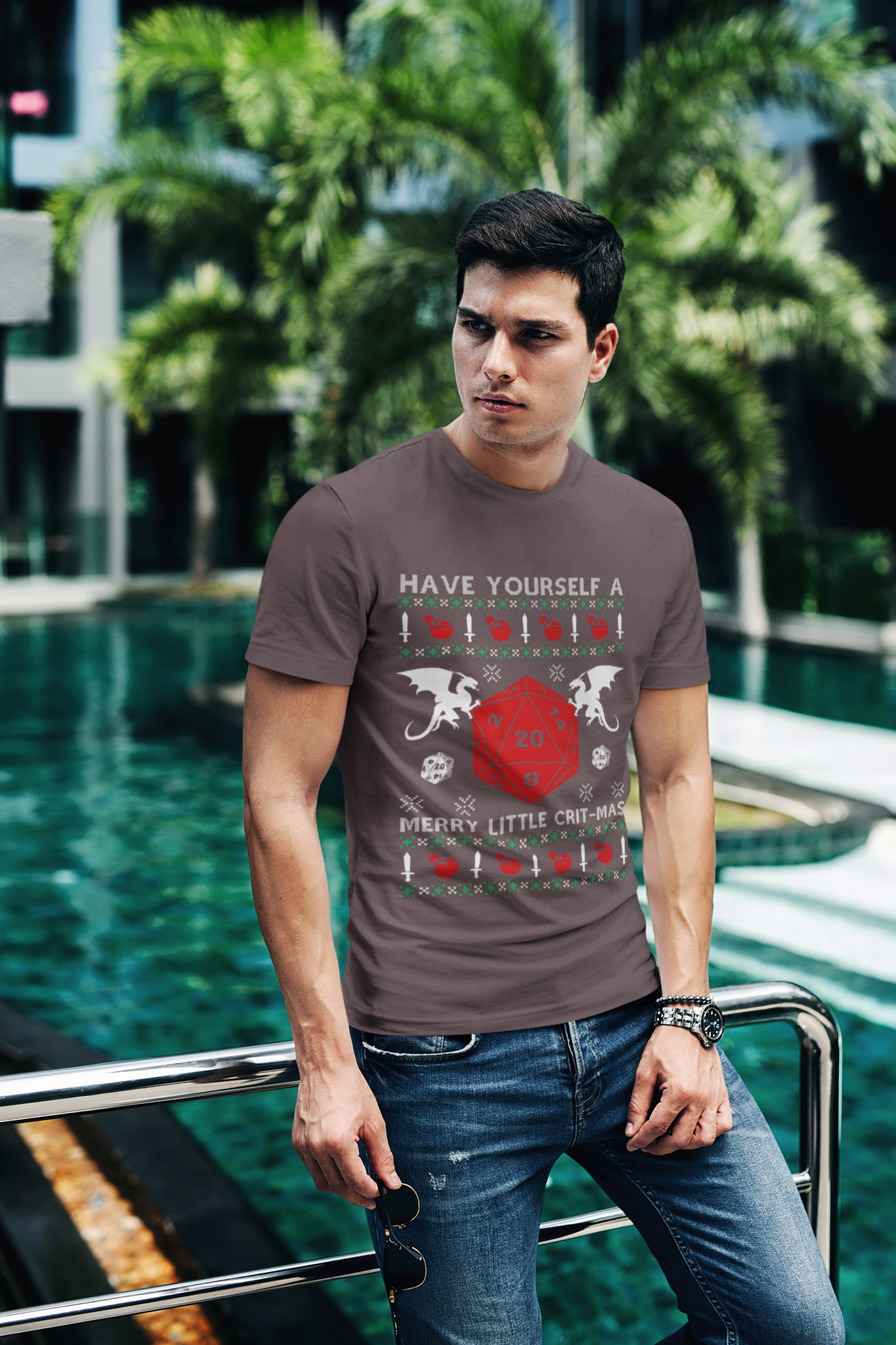 Dungeon And Dragon Ugly Sweater Shirt, RPG Dice Games Tshirt, Have Yourself A Merry Little Crit Mas DND T Shirt, Christmas Gifts