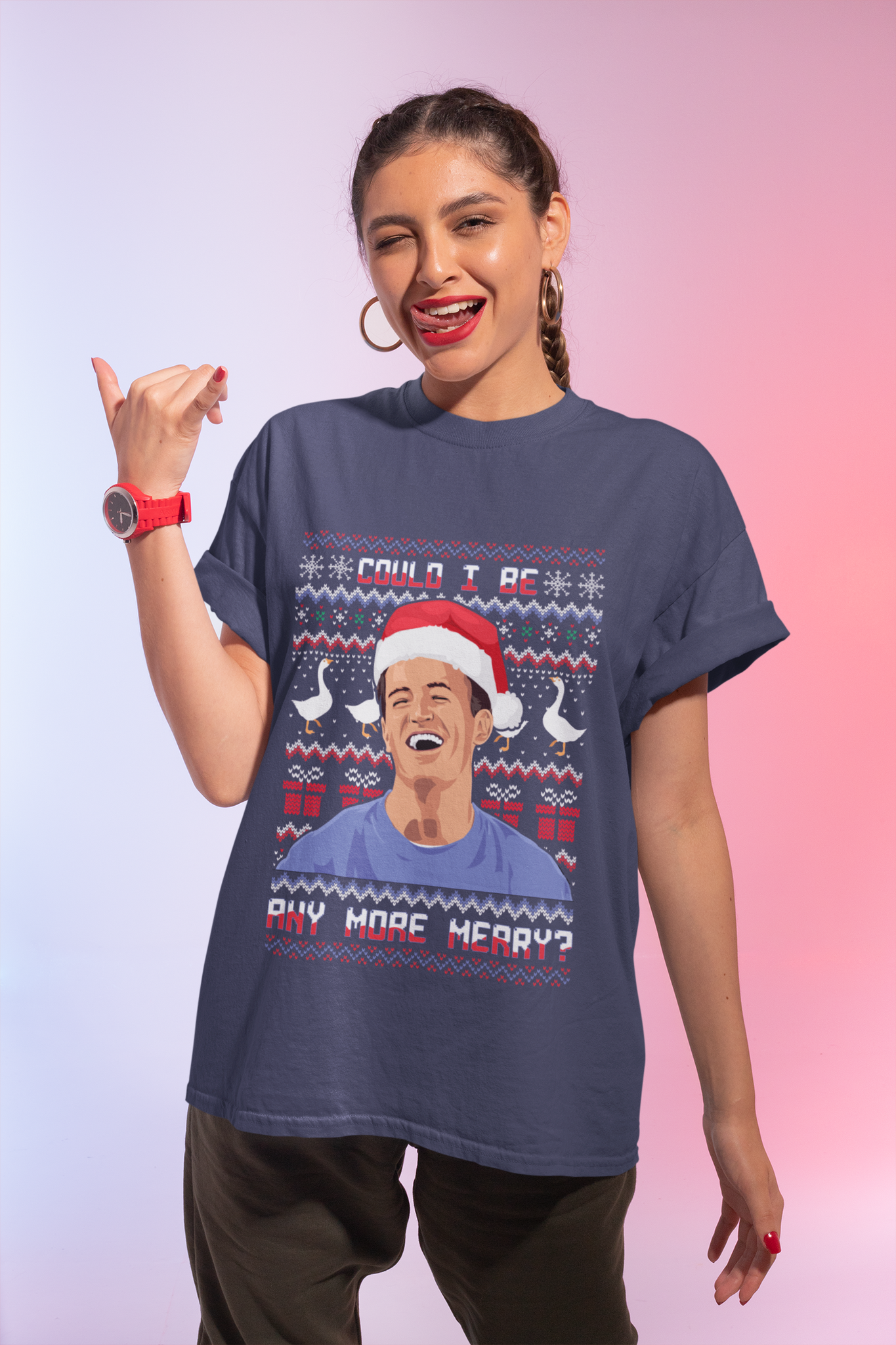 Friends TV Show Ugly Sweater Shirt, Friends Shirt, Chandler T Shirt, Could I Be Any More Merry Tshirt, Christmas Gifts