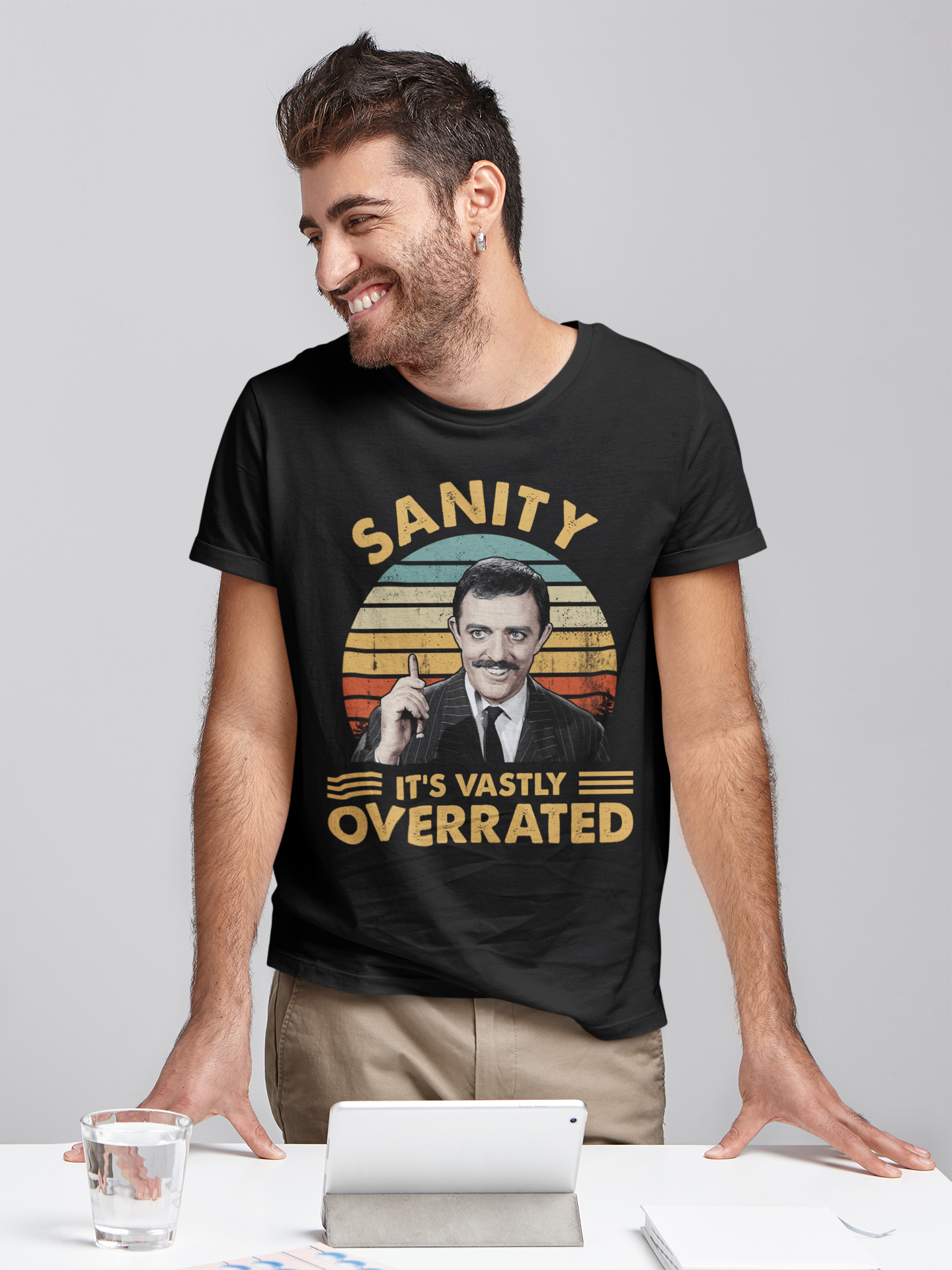 Addams Family Vintage T Shirt, Gomez Addams Tshirt, Sanity Its Vastly Overrated Shirt, Halloween Gifts