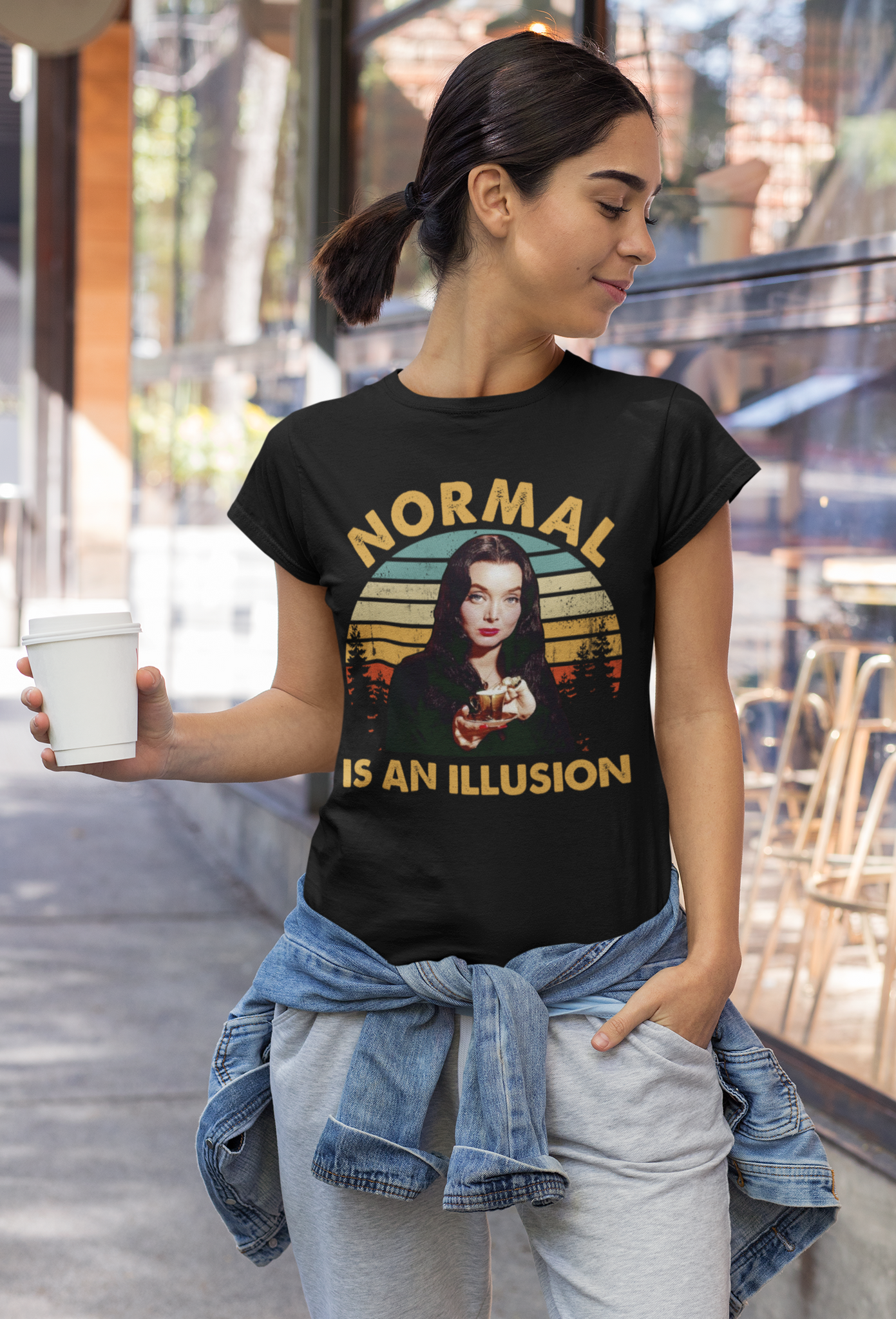 Addams Family Vintage T Shirt, Morticia Addams Tshirt, Normal Is An Illusion Shirt, Halloween Gifts
