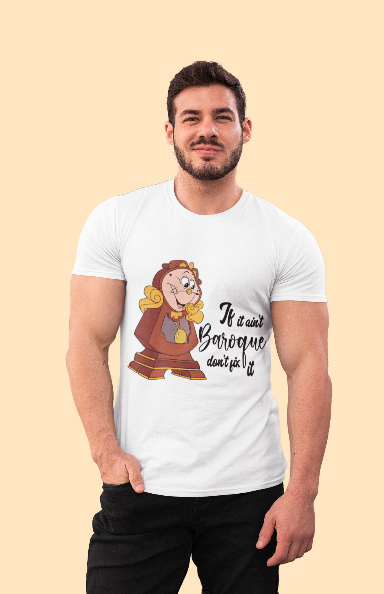 Disney Beauty And The Beast T Shirt, If It Aint Baroque Dont Fix It Tshirt, Cogsworth Clock T Shirt