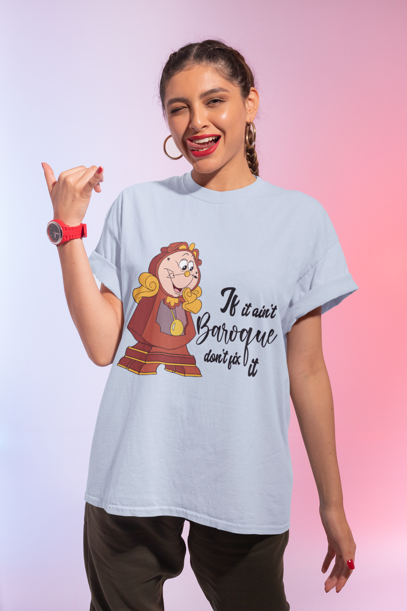 Disney Beauty And The Beast T Shirt, Cogsworth Clock T Shirt, If It Aint Baroque Dont Fix It Tshirt