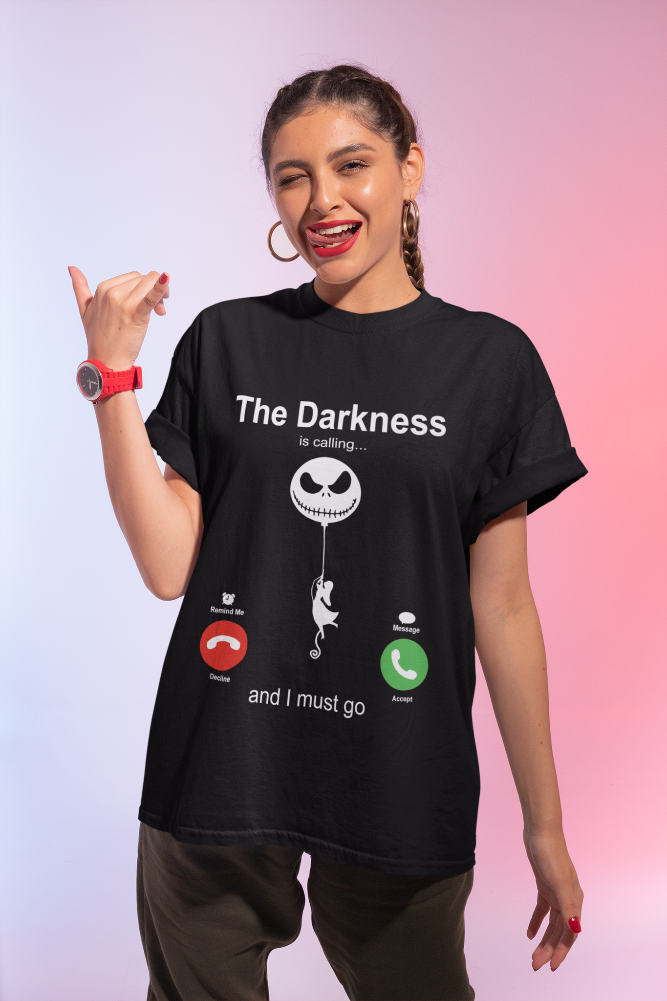 Nightmare Before Christmas T Shirt, The Darkness Is Calling And I Must Go Tshirt, Jack Skellington T Shirt, Halloween Gifts
