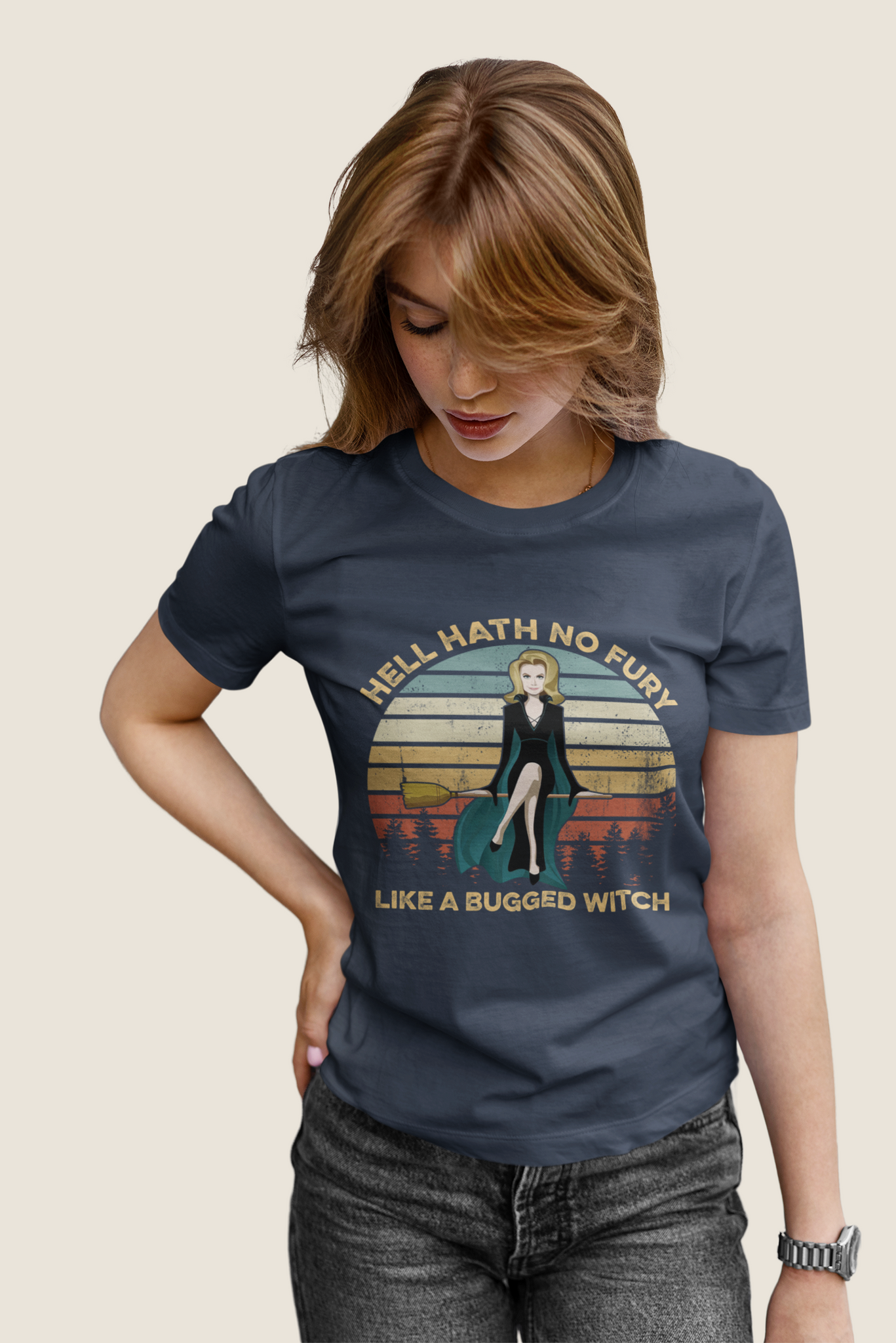 Bewitched Vintage T Shirt, Hell Hath No Fury Like A Bugged Witch Tshirt, Samatha Stephens T Shirt, Halloween Gifts