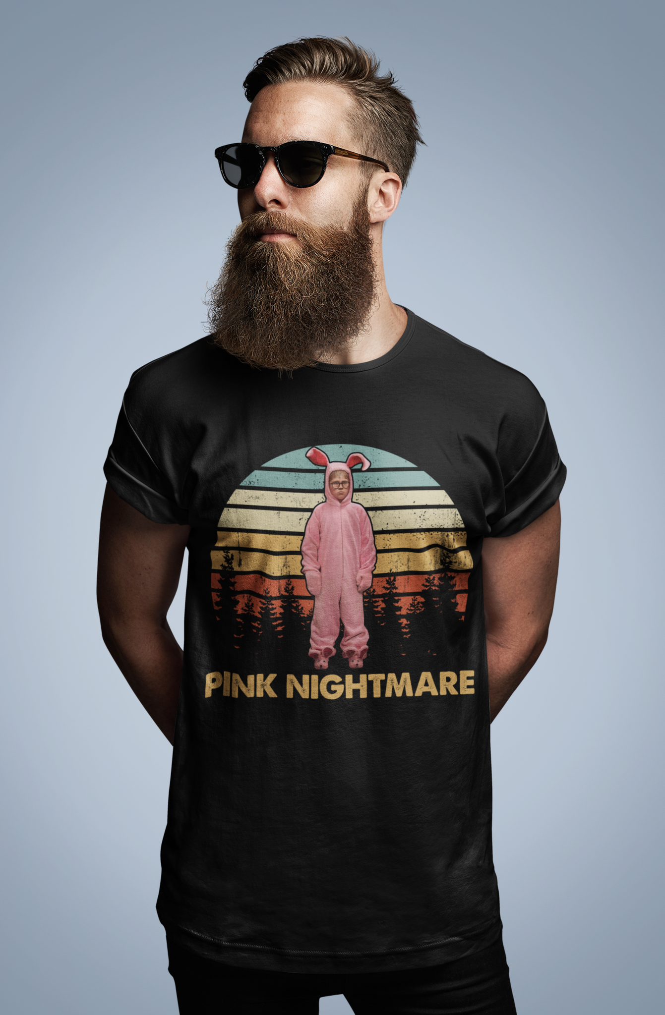 A Christmas Story T Shirt, Bunny Pajamas Ralphie T Shirt, Pink Nightmare Tshirt