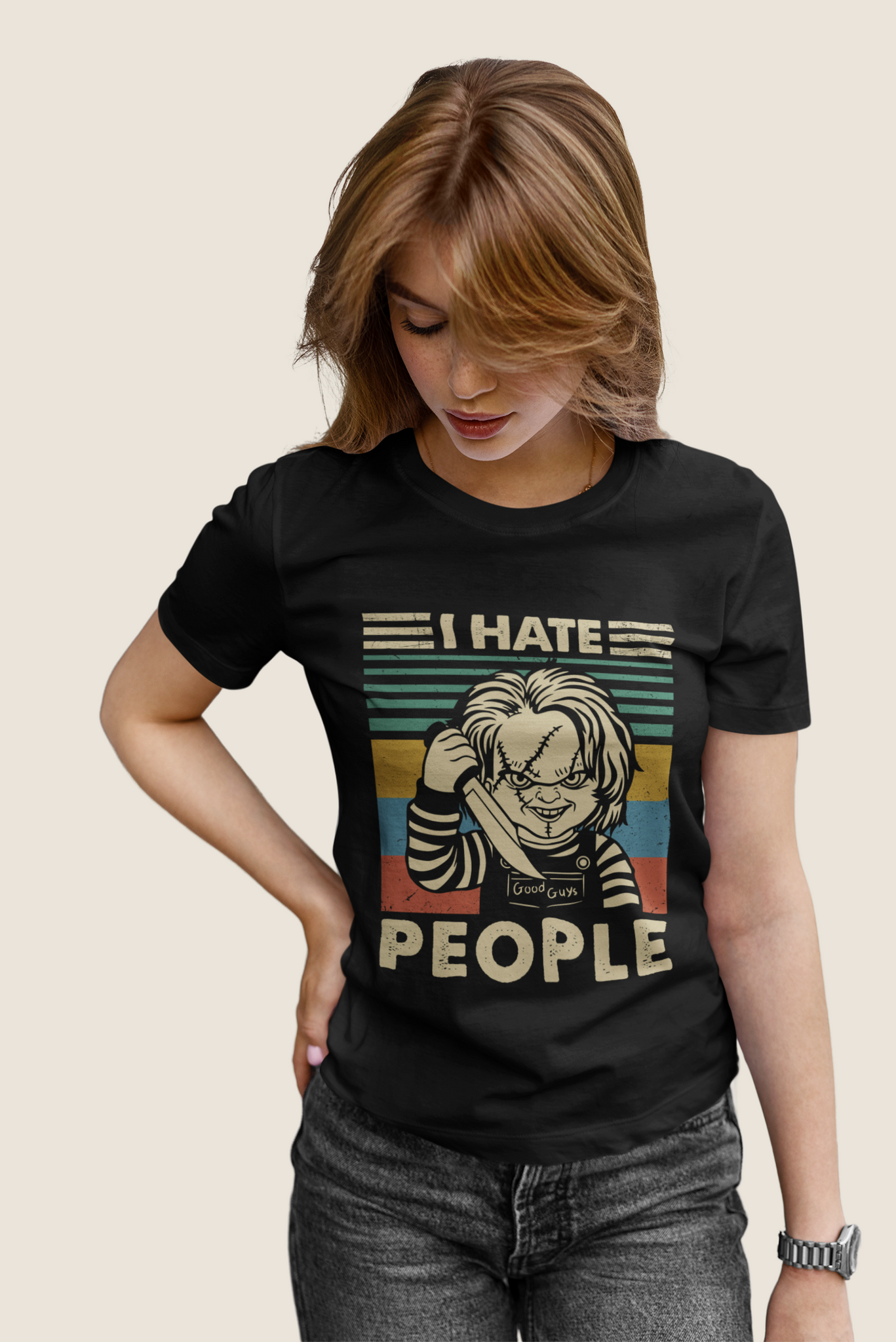 Chucky Vintage T Shirt, I Hate People T Shirt, Horror Character Shirt, Halloween Gifts