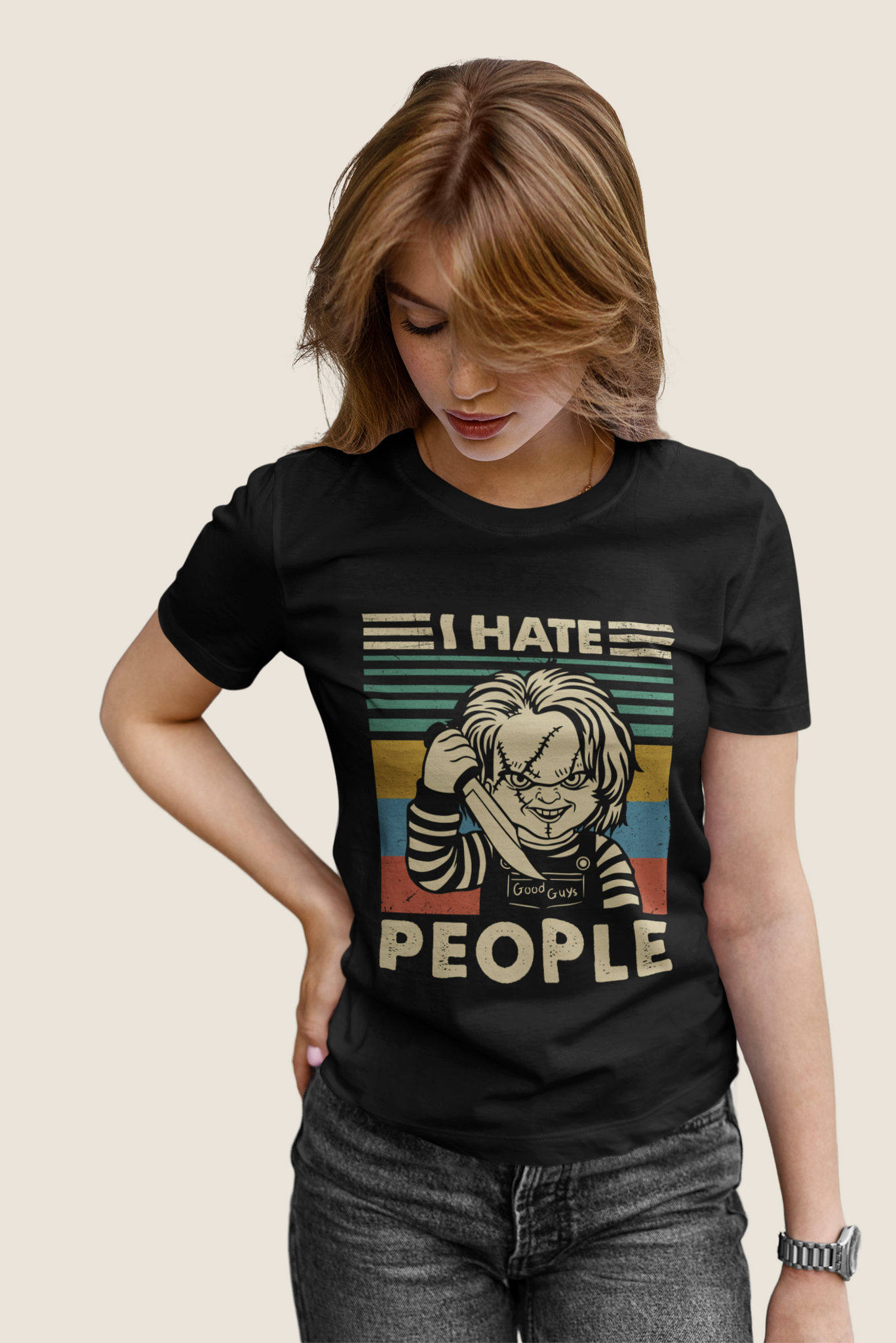 Chucky Vintage T Shirt, Horror Character Shirt, I Hate People T Shirt, Halloween Gifts