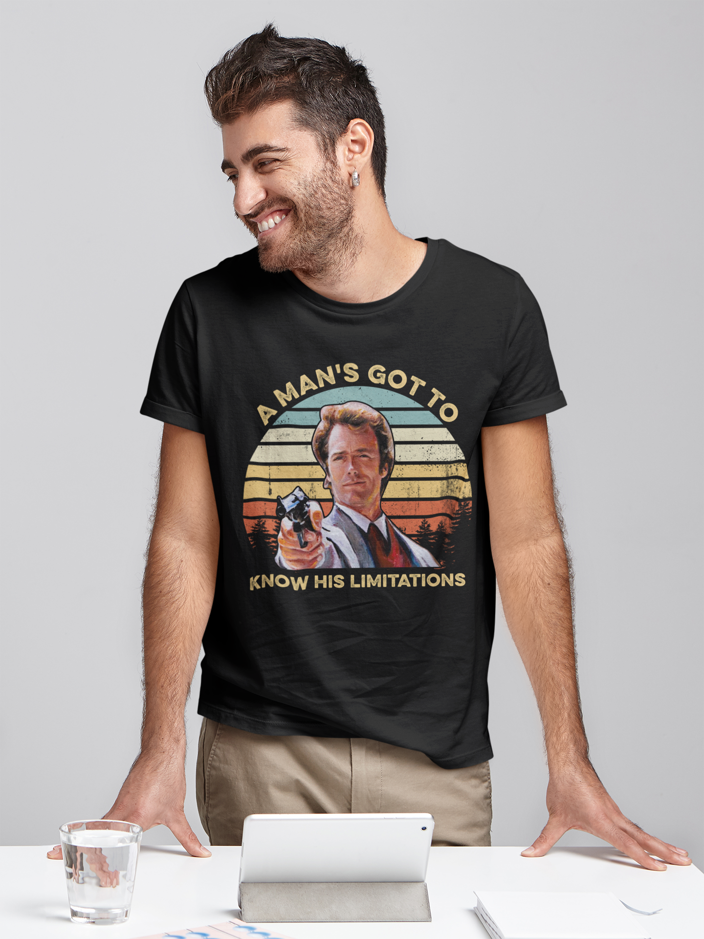 Dirty Harry Movie T Shirt, Harry Callahan T Shirt, A Mans Got To Know His Limitations Tshirt